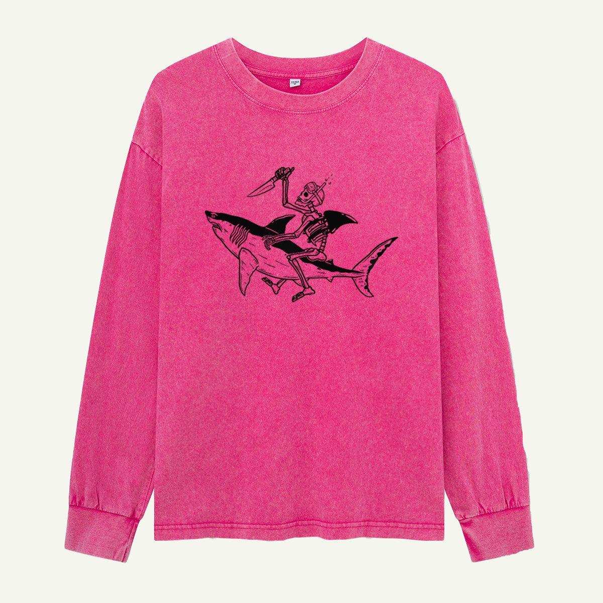 Bone Rider of the Deep Washed Long‑sleeve