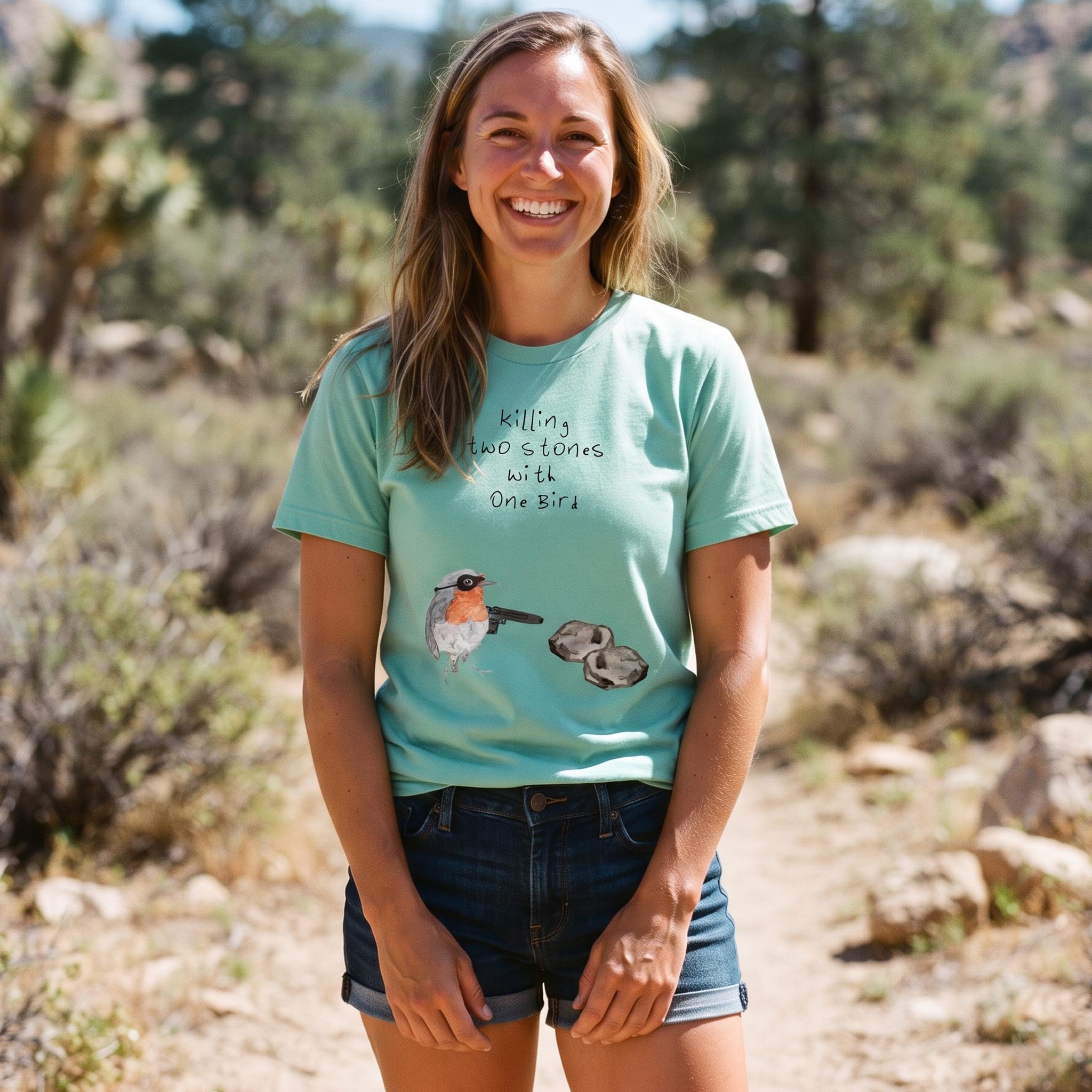 MDCTBYWY26072205 Killing Two Stones with One Bird T-Shirt
