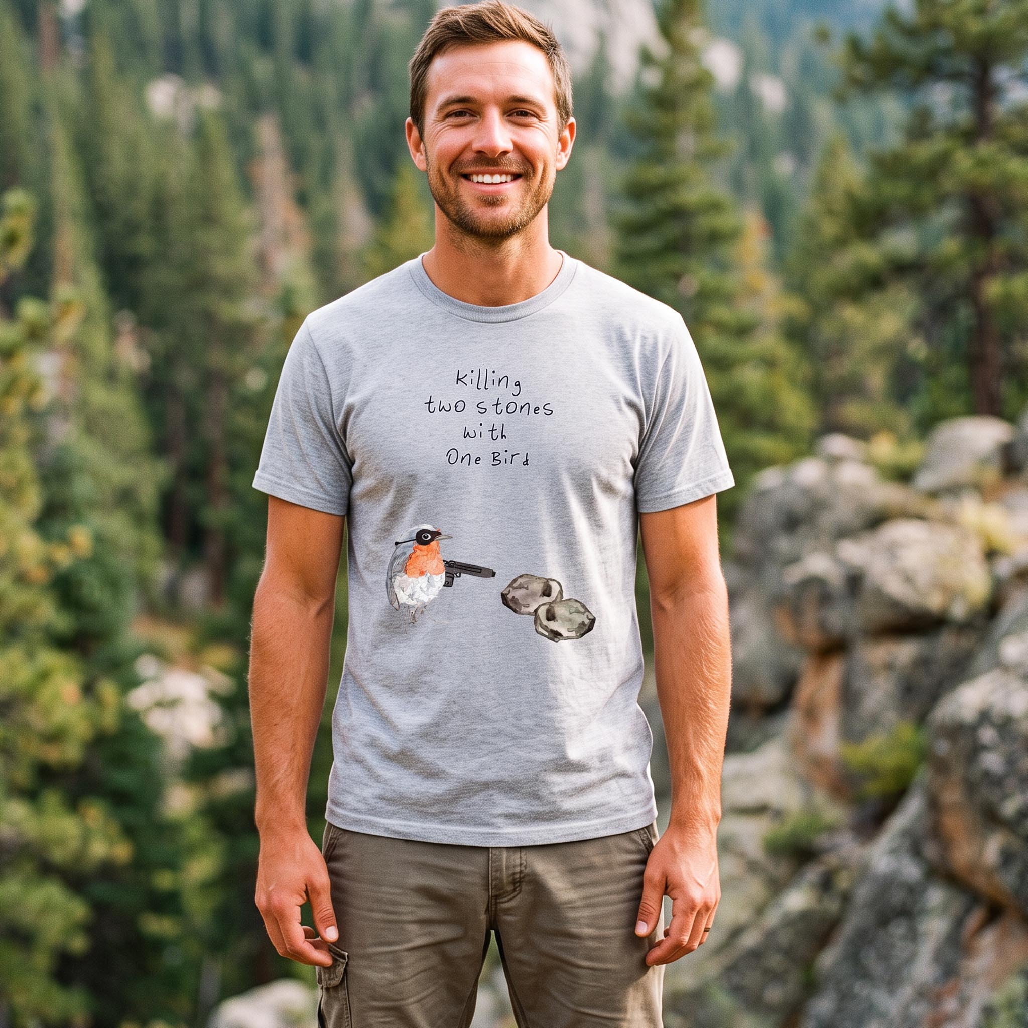 MDCTBYWY26072205 Killing Two Stones with One Bird T-Shirt