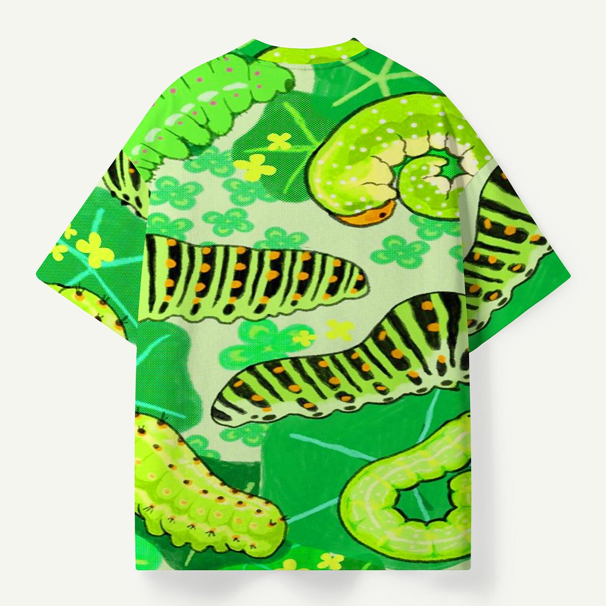 Cute Caterpillar & Leaf Pattern Premium Eco Tee