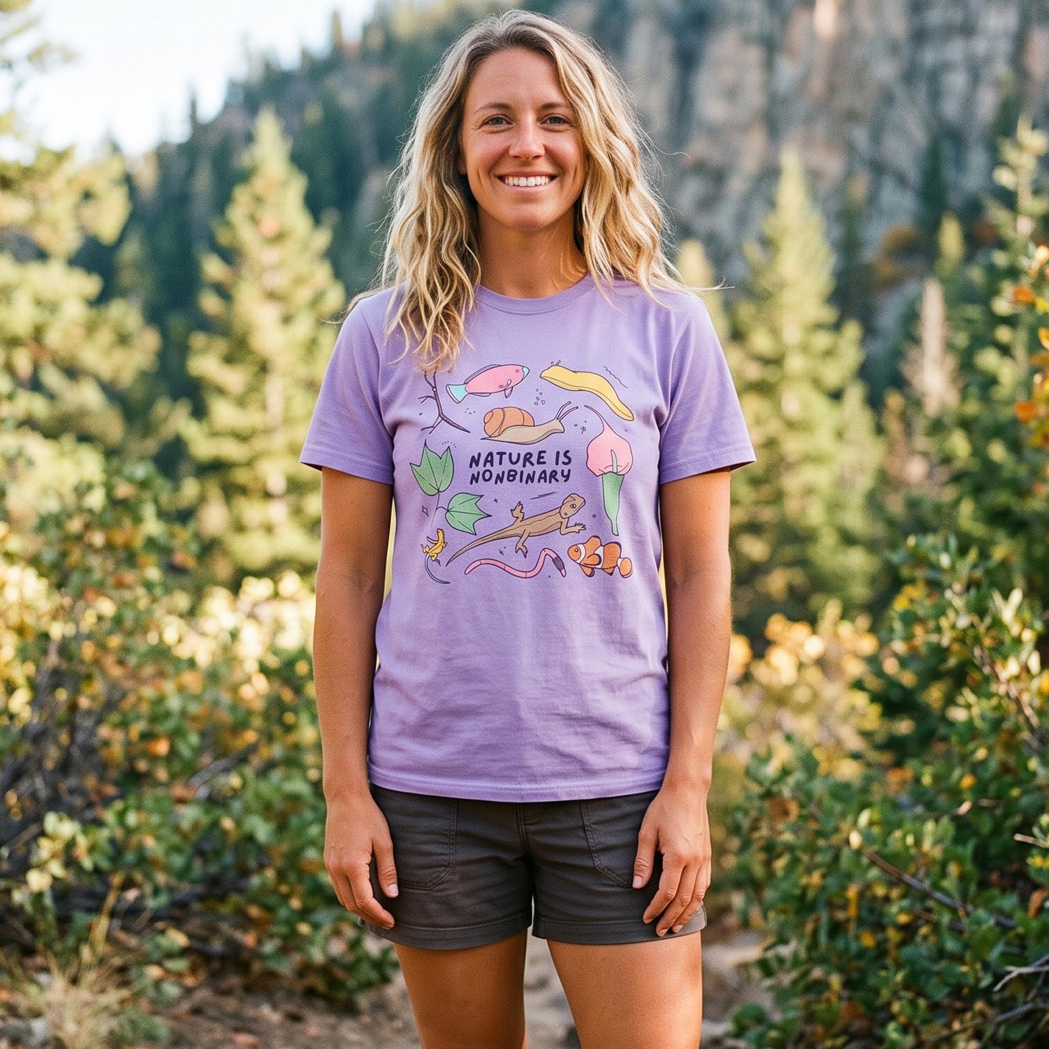 MDCTBYWY26072405 Nature is Nonbinary T-Shirt