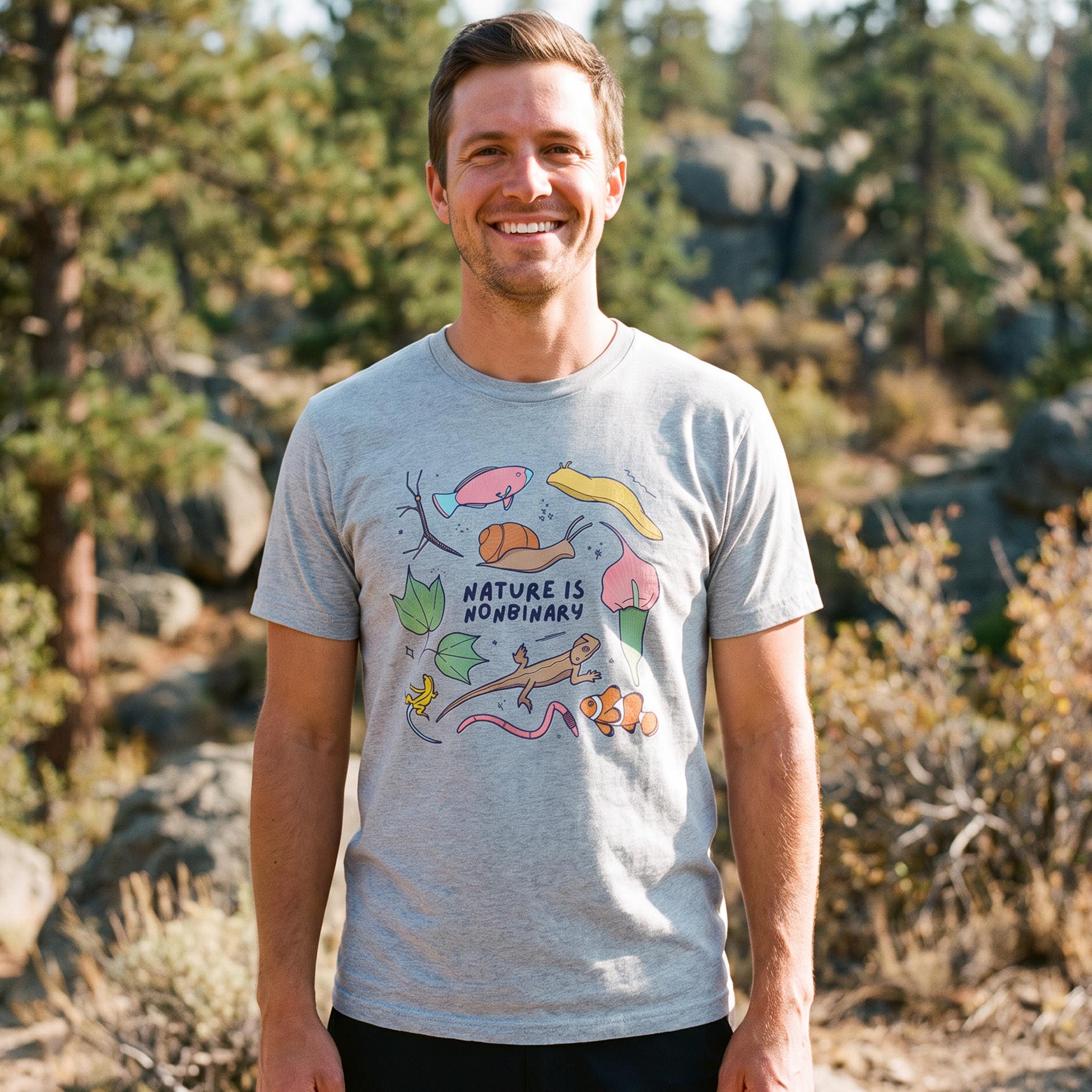 MDCTBYWY26072405 Nature is Nonbinary T-Shirt
