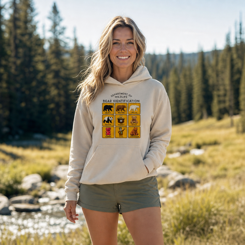 Department of Wildlife Bear Identification Grid Washed Hoodie