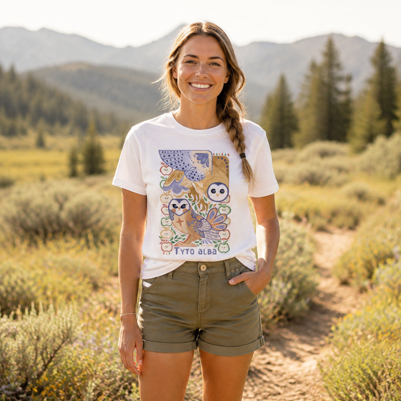 Tyto Alba Ornamental Barn Owl Art T-Shirt