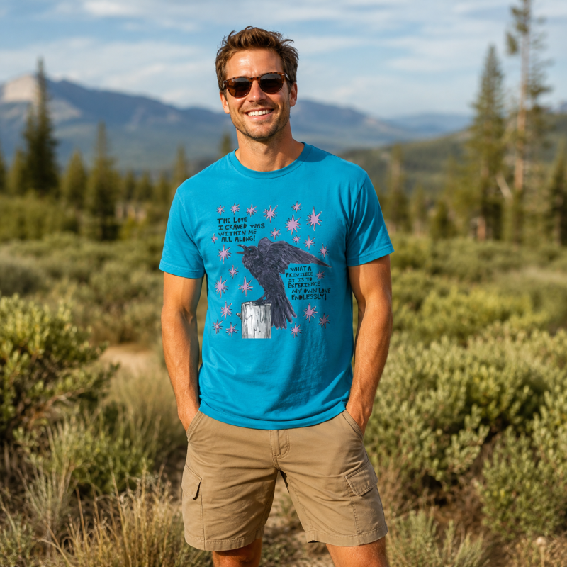 Cosmic Crow Self‑Love Quote T-Shirt