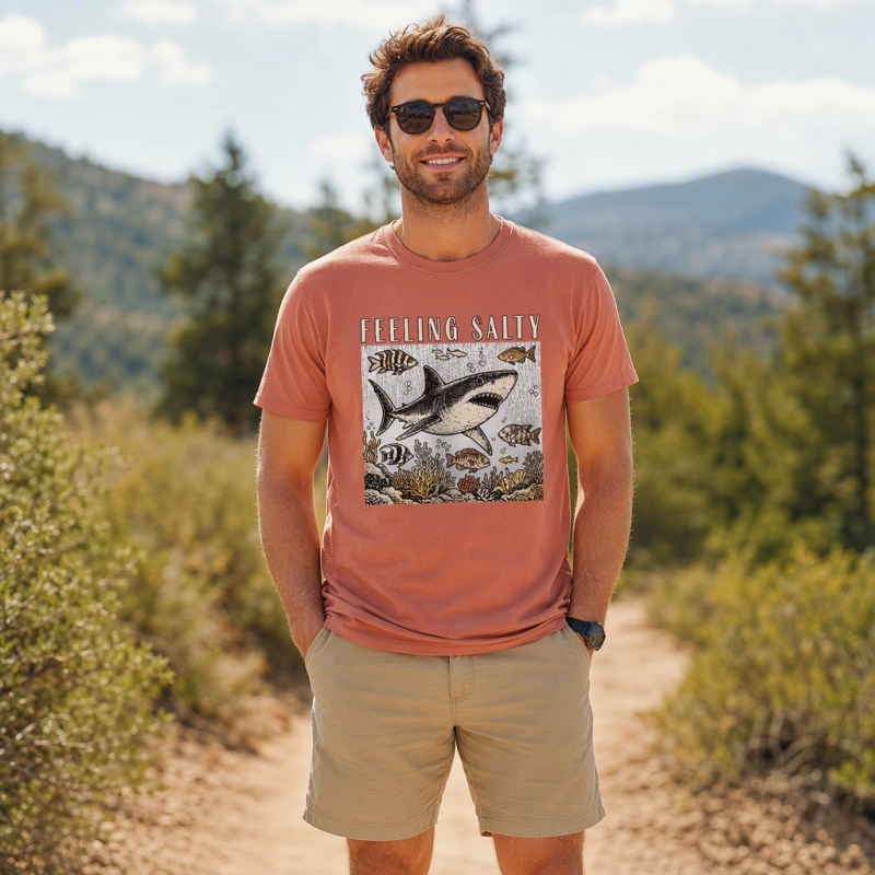 Feeling Salty Shark Ocean Humor T-Shirt