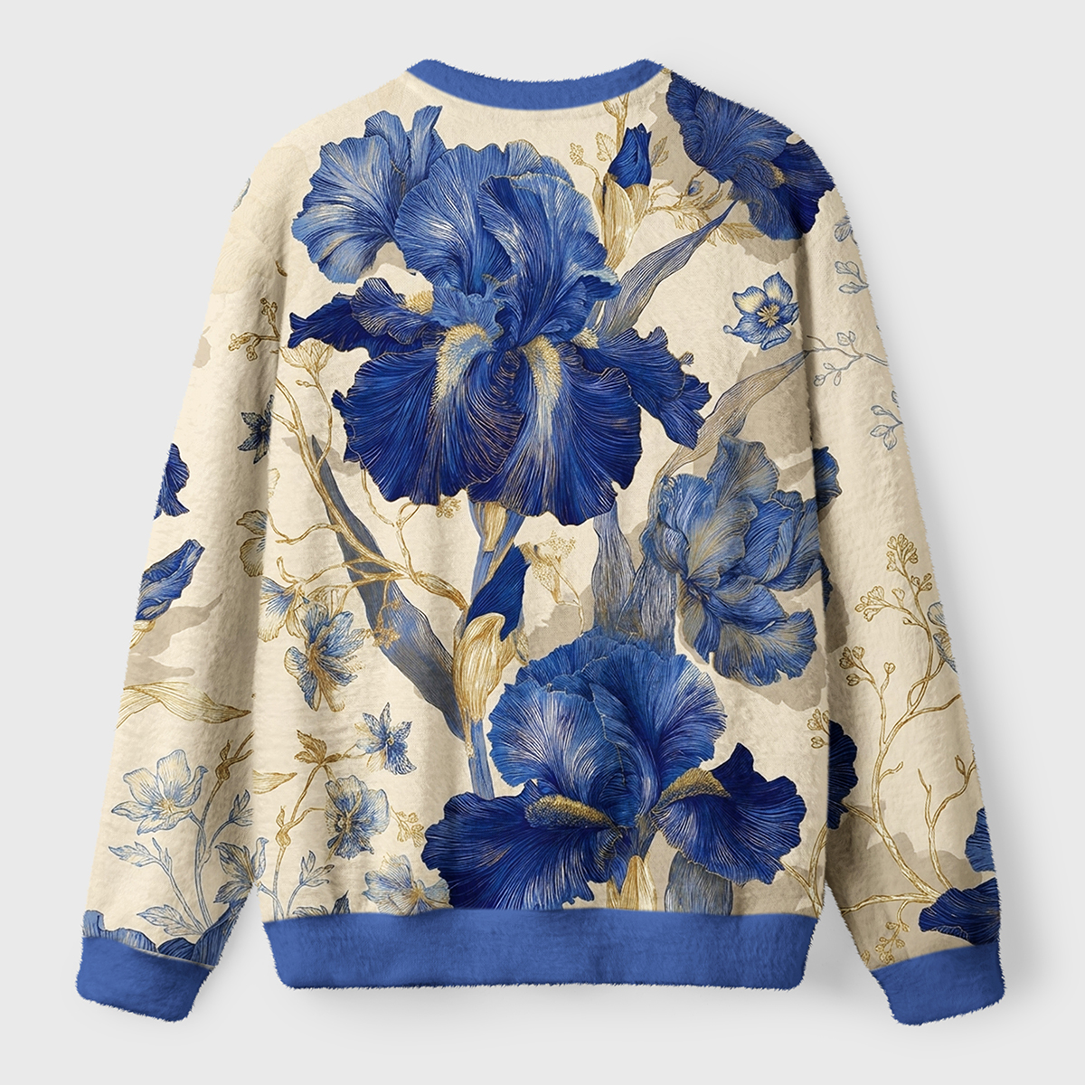 Blue Iris Botanical Fuzzy Fleece Sweatshirt