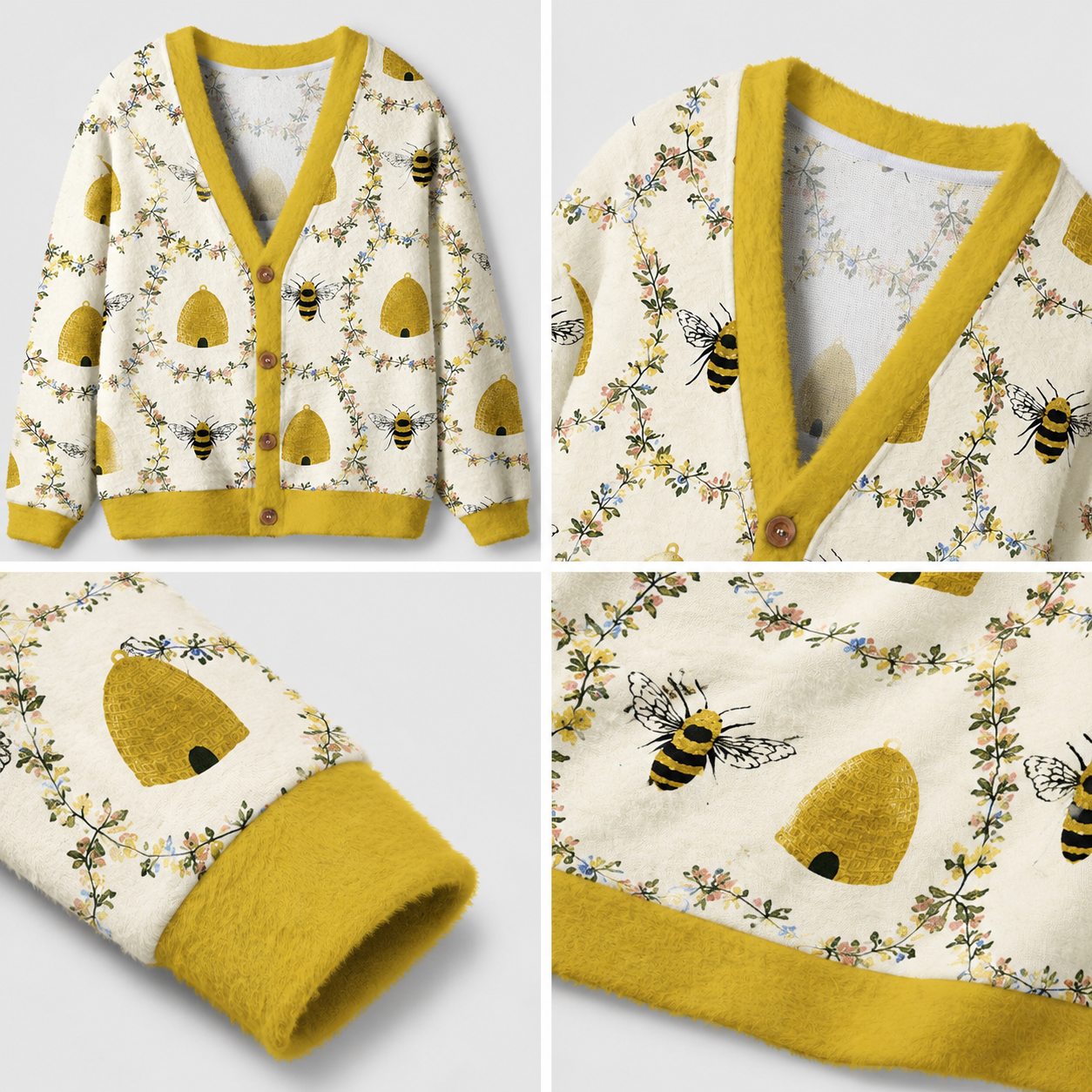 Bee Botanical Garden Ugly Cardigan Sweaters