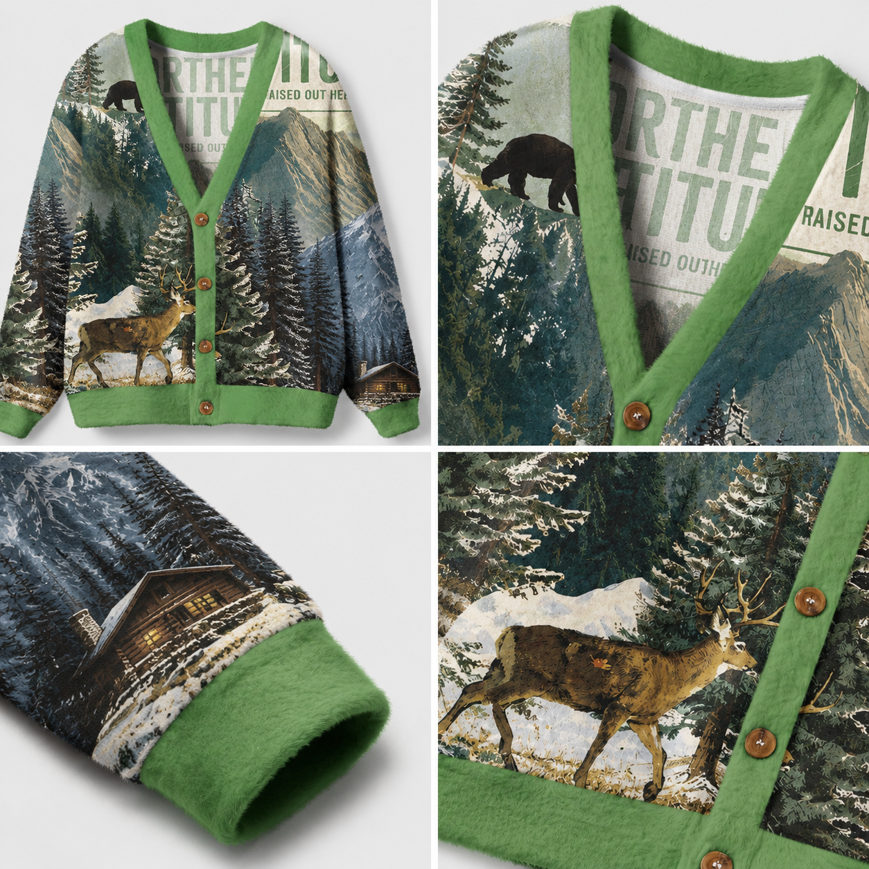 Woodland Deer Winter Forest Ugly Cardigan Sweaters