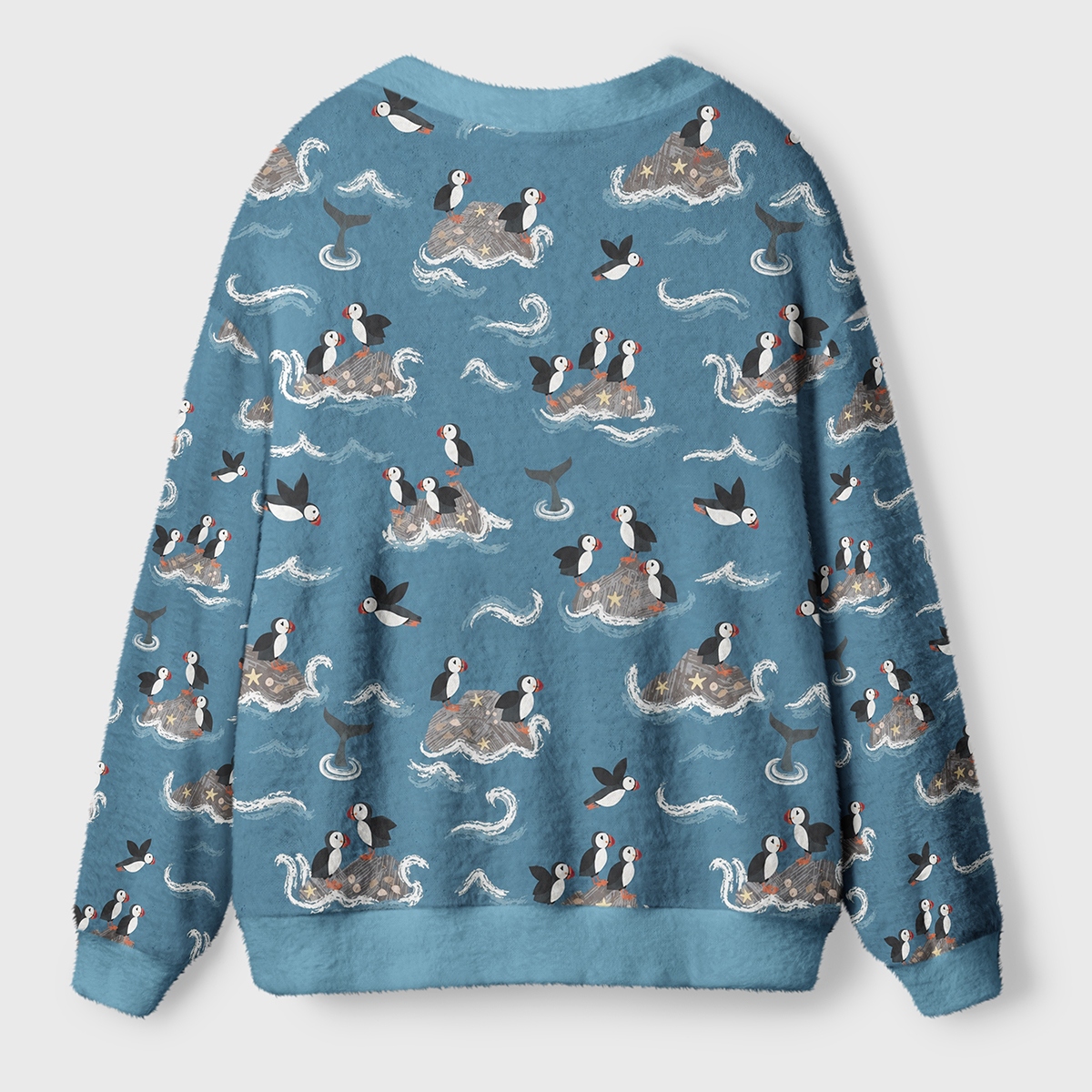 Puffin Party at Sea Ugly Cardigan Sweaters