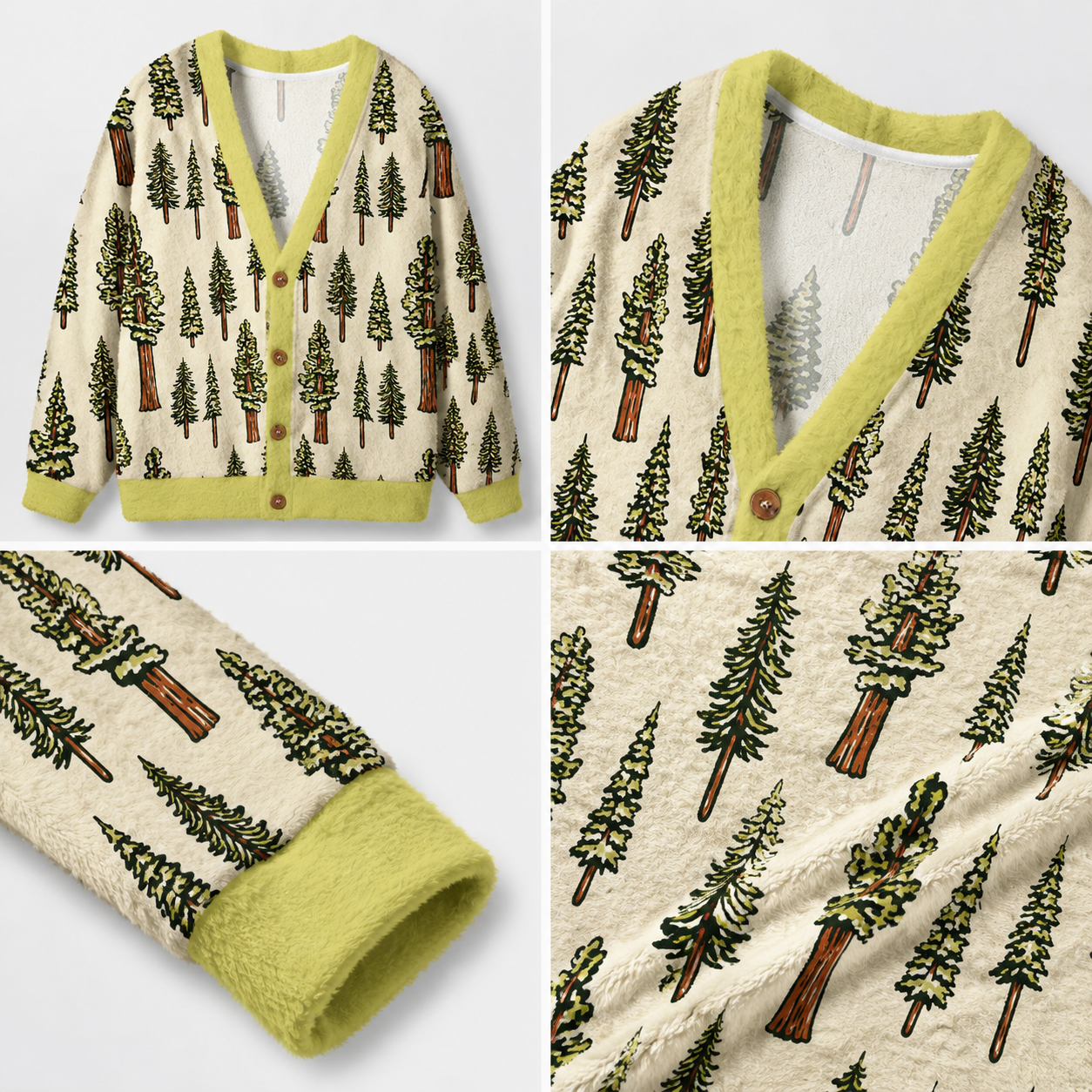 Vintage Evergreen Forest Ugly Cardigan Sweaters