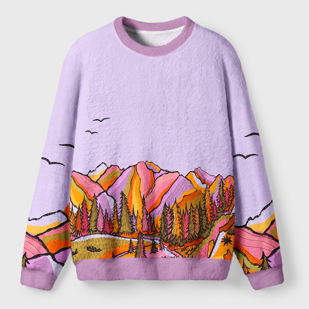 Sunset Peaks in Color Ugly Fuzzy Fleece Sweatshirt