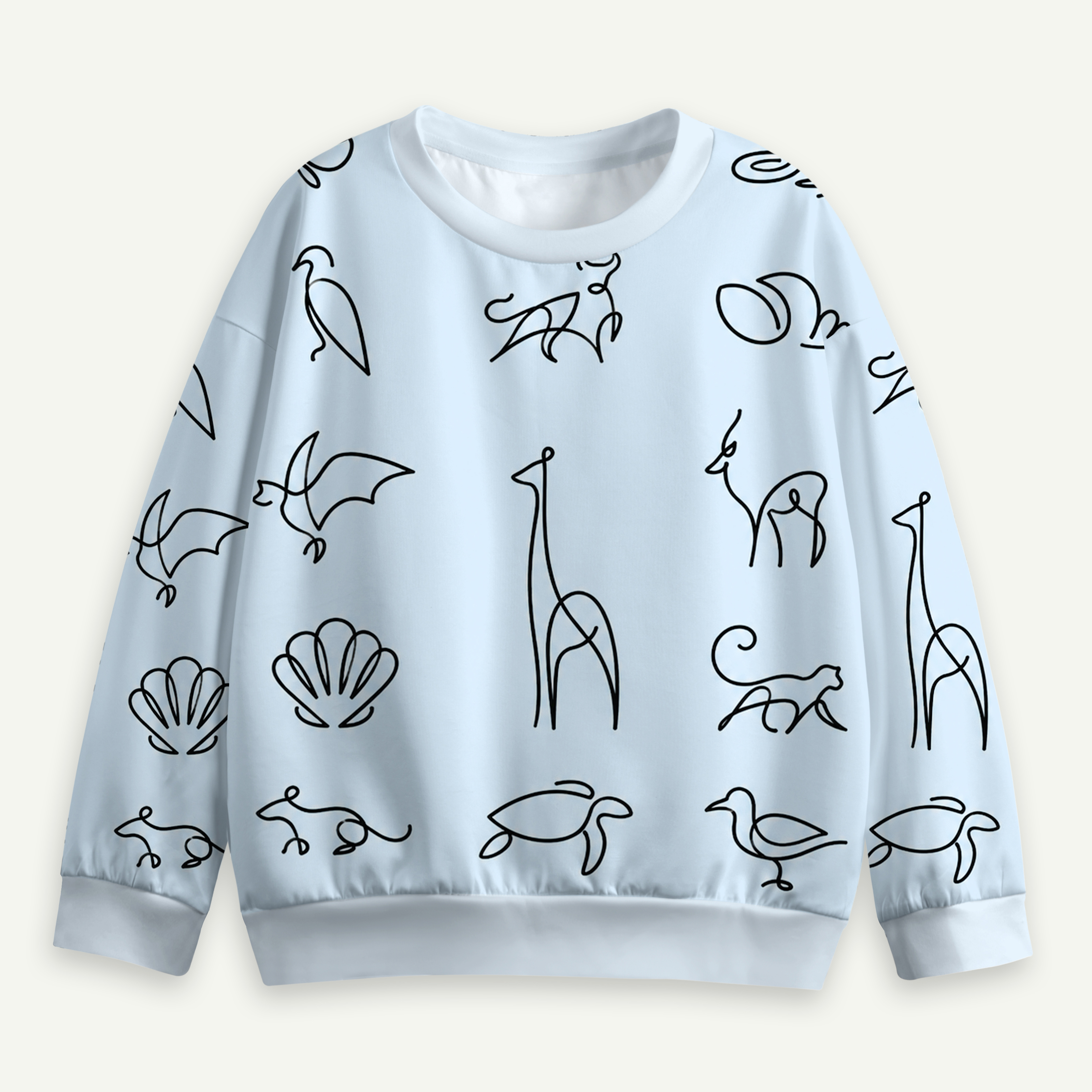 Animal Yoga Pose Line Guide Blue Kids All-over Printed Sweatshirt