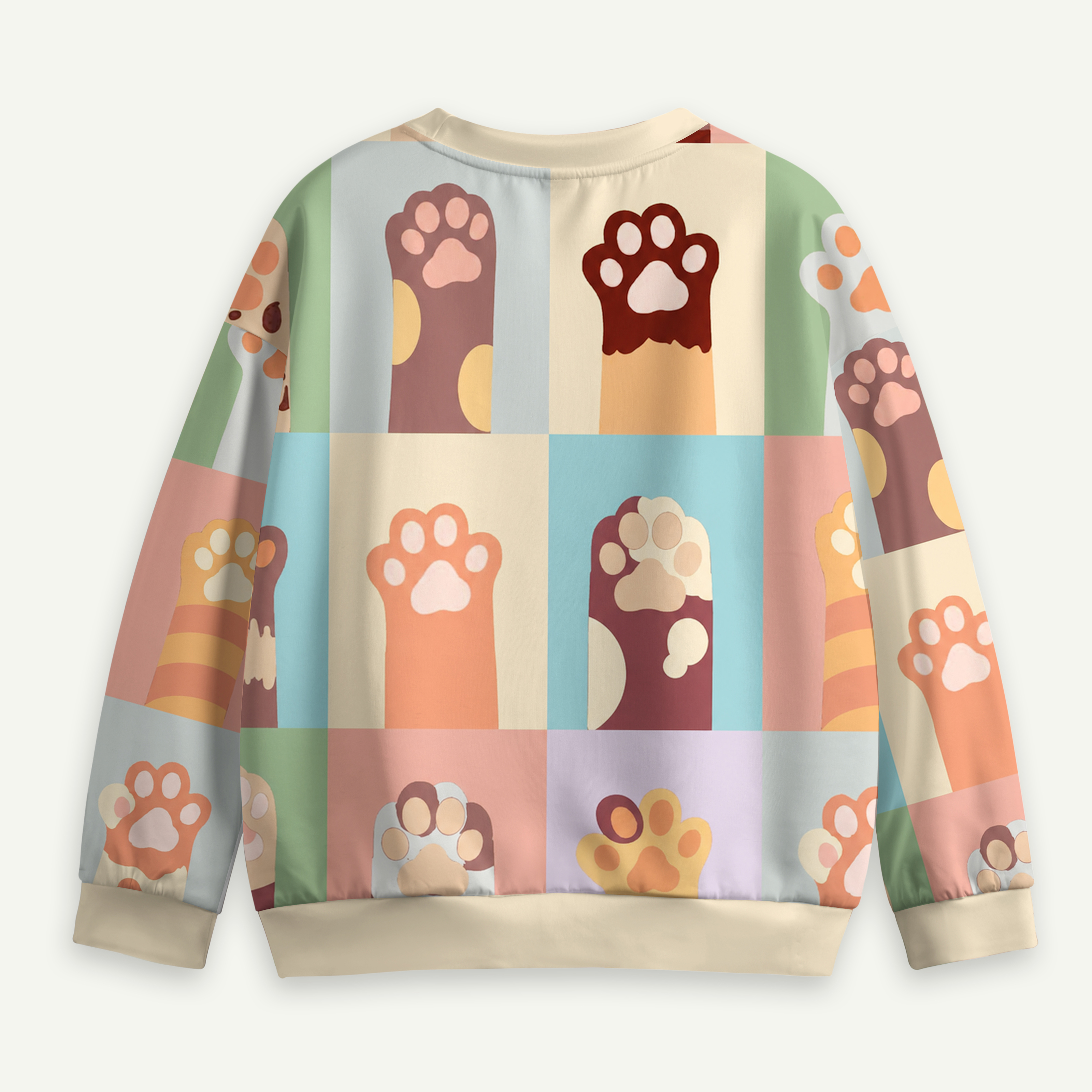 Colorful Cat Paws Patchwork Kids All-over Printed Sweatshirt