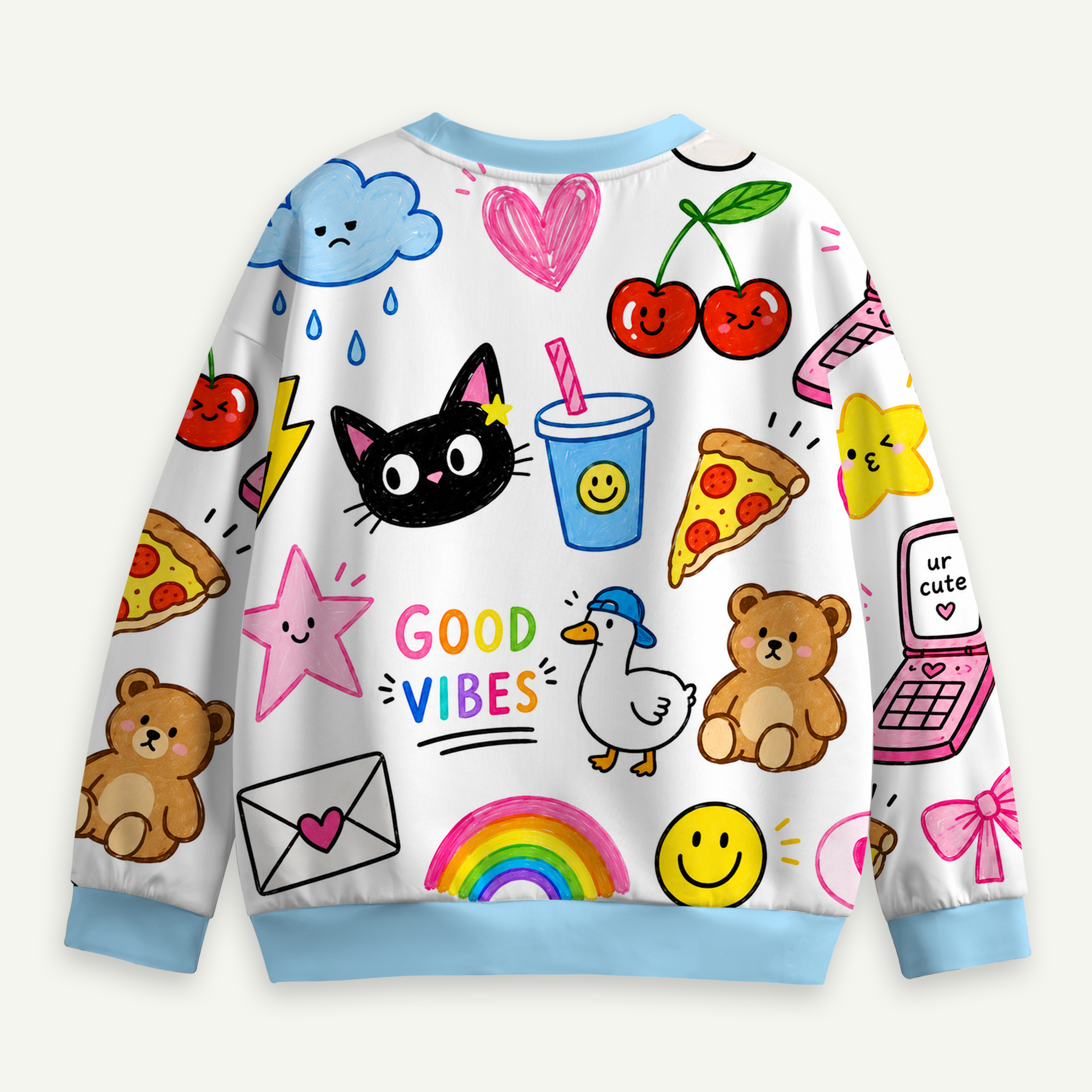 Good Vibes Kawaii Sticker Mix Kids All-over Printed Sweatshirt