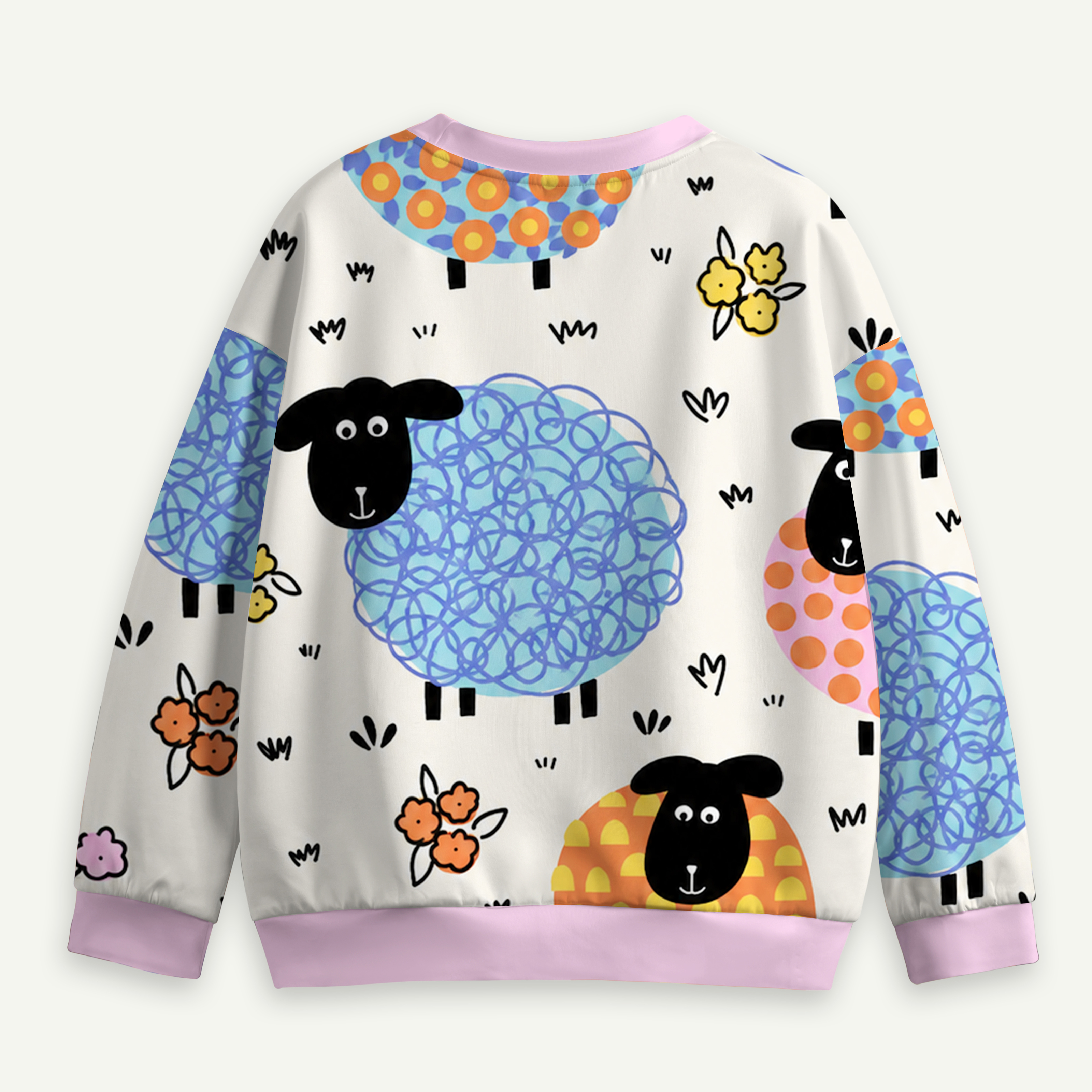 Colorful Sheep Flock Pattern Kids All-over Printed Sweatshirt