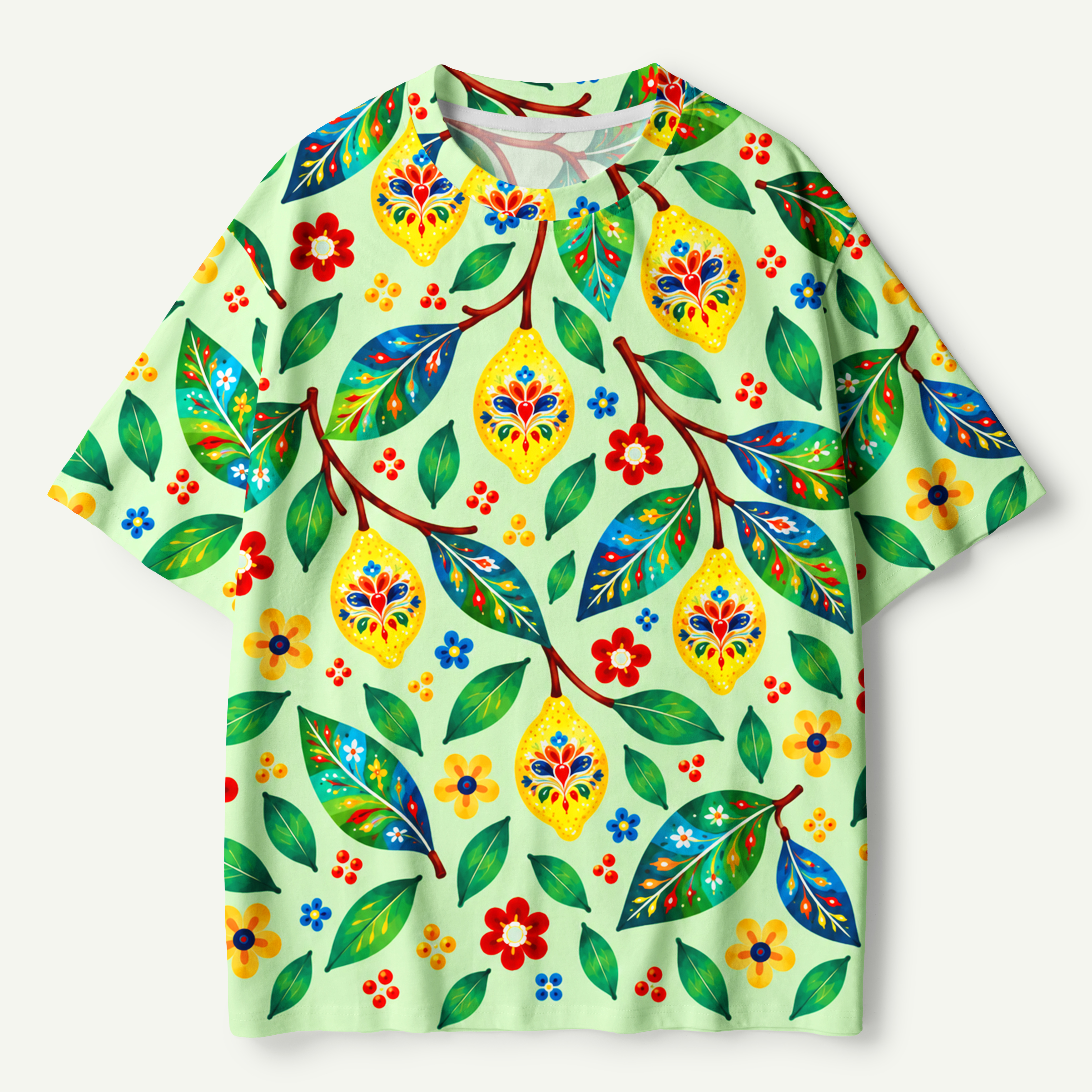 Folk Fruit Tree Blossom Premium Pure Cotton Tee