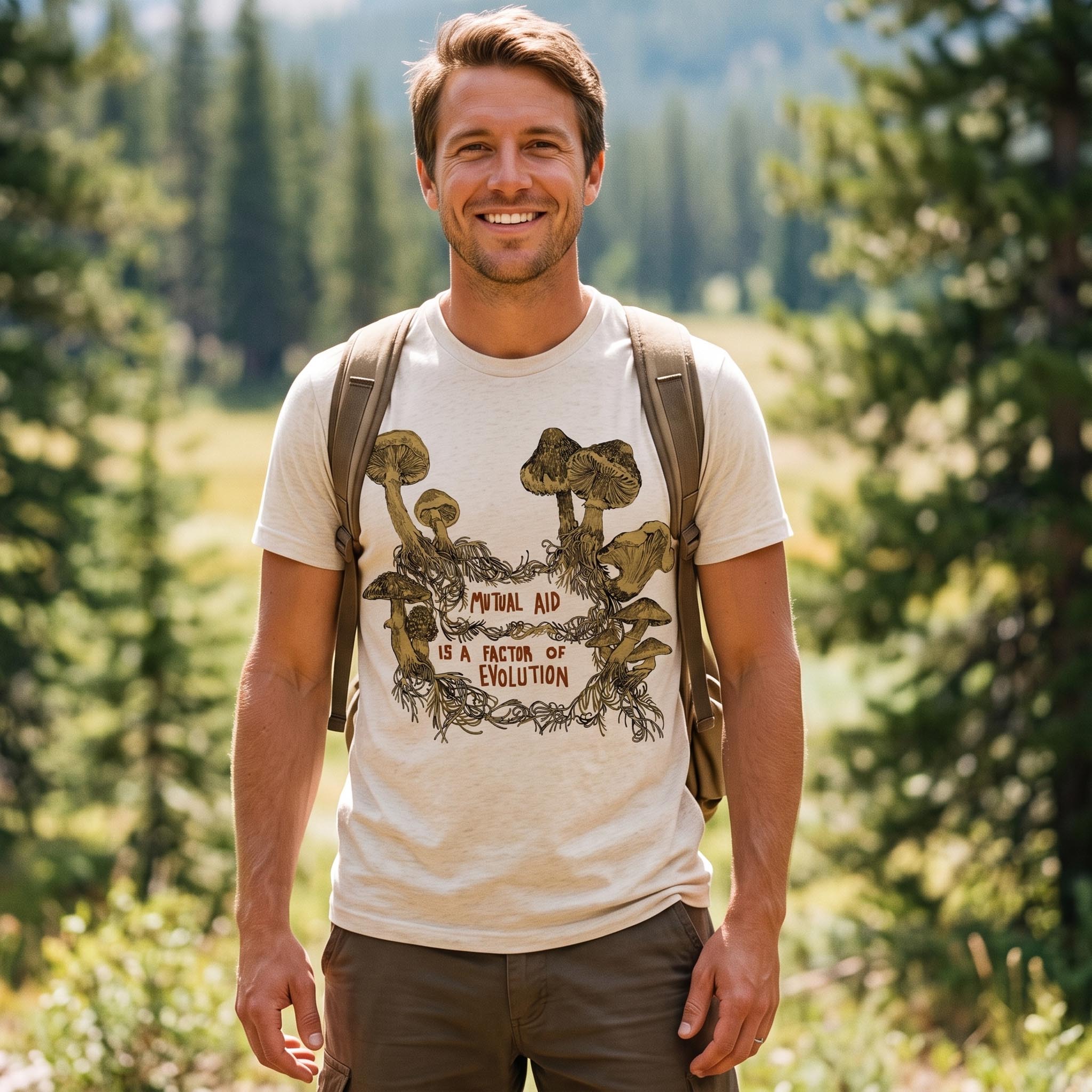 Mutual Aid Mushroom Evolution T-Shirt