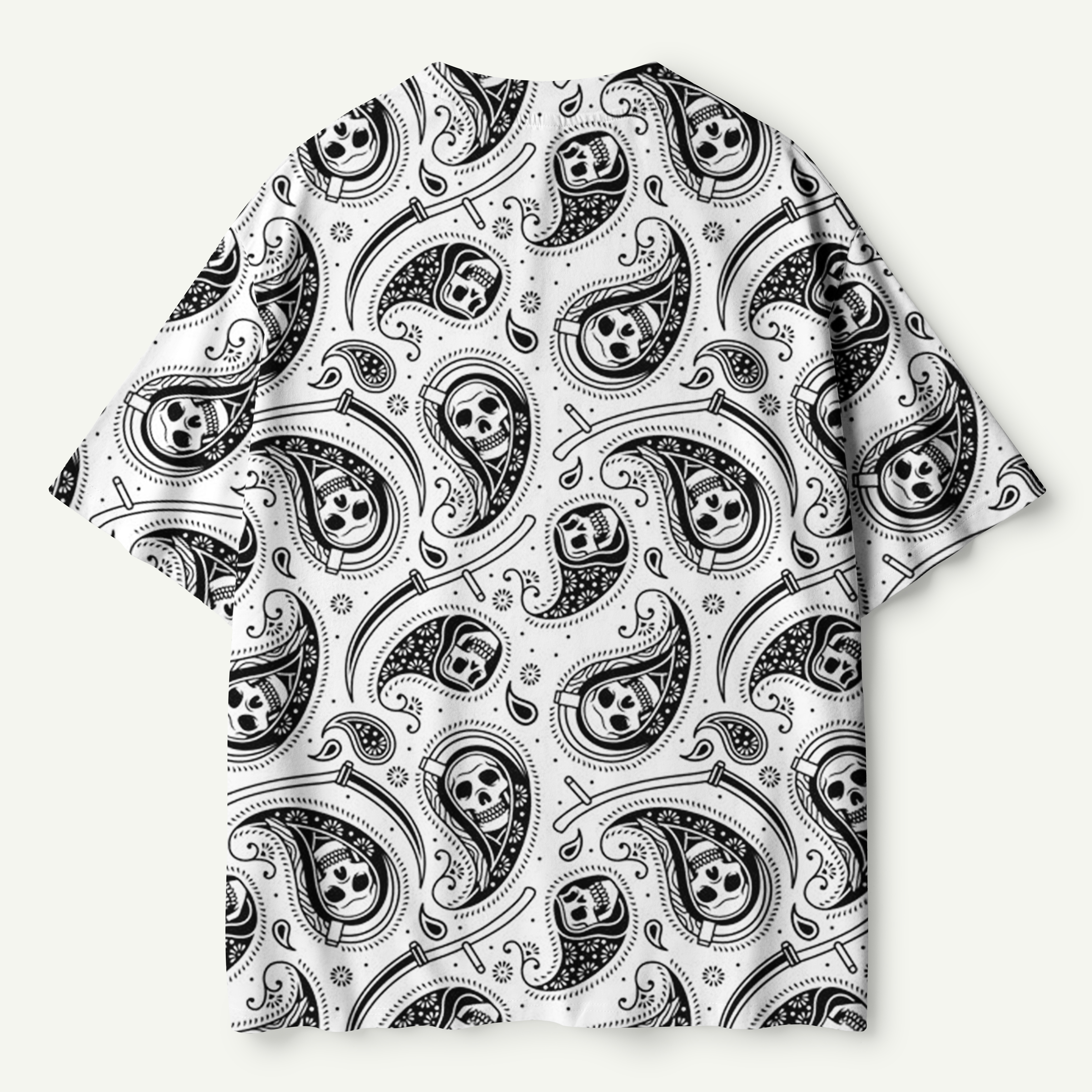 Skull Paisley Noir Premium Pure Cotton Tee