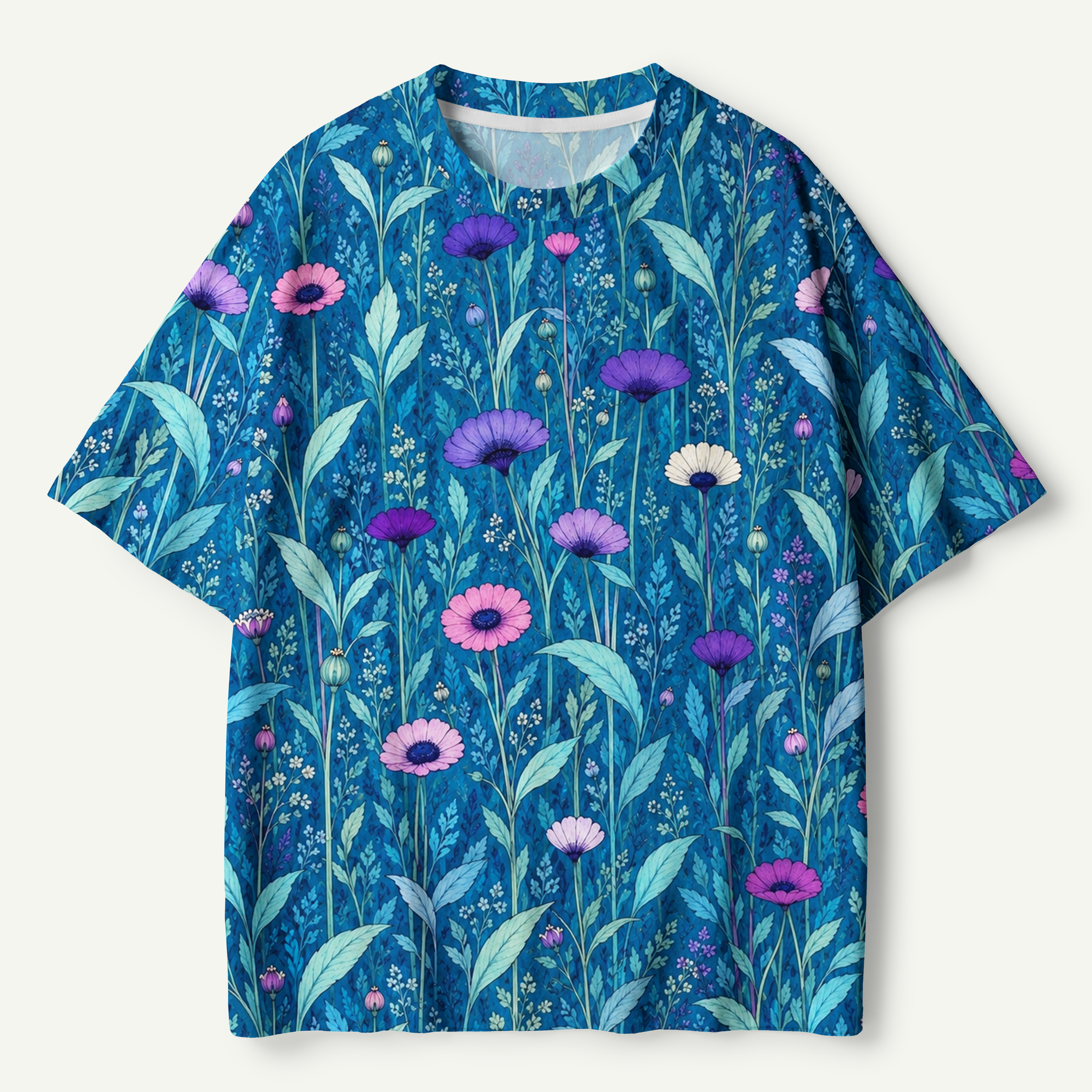 Blue Meadow Bloom Premium Pure Cotton Tee