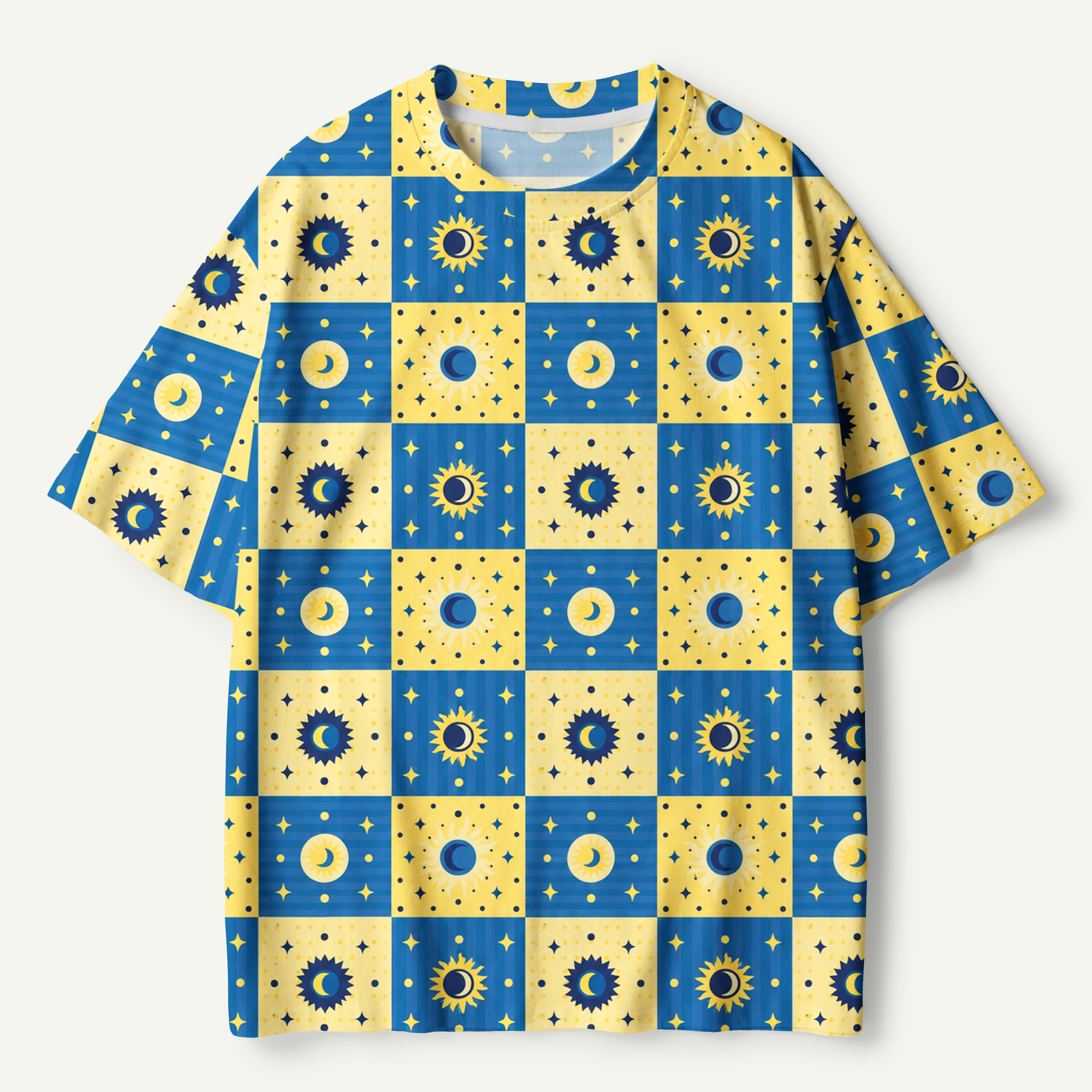 Sun Moon Checkerboard Premium Pure Cotton Tee