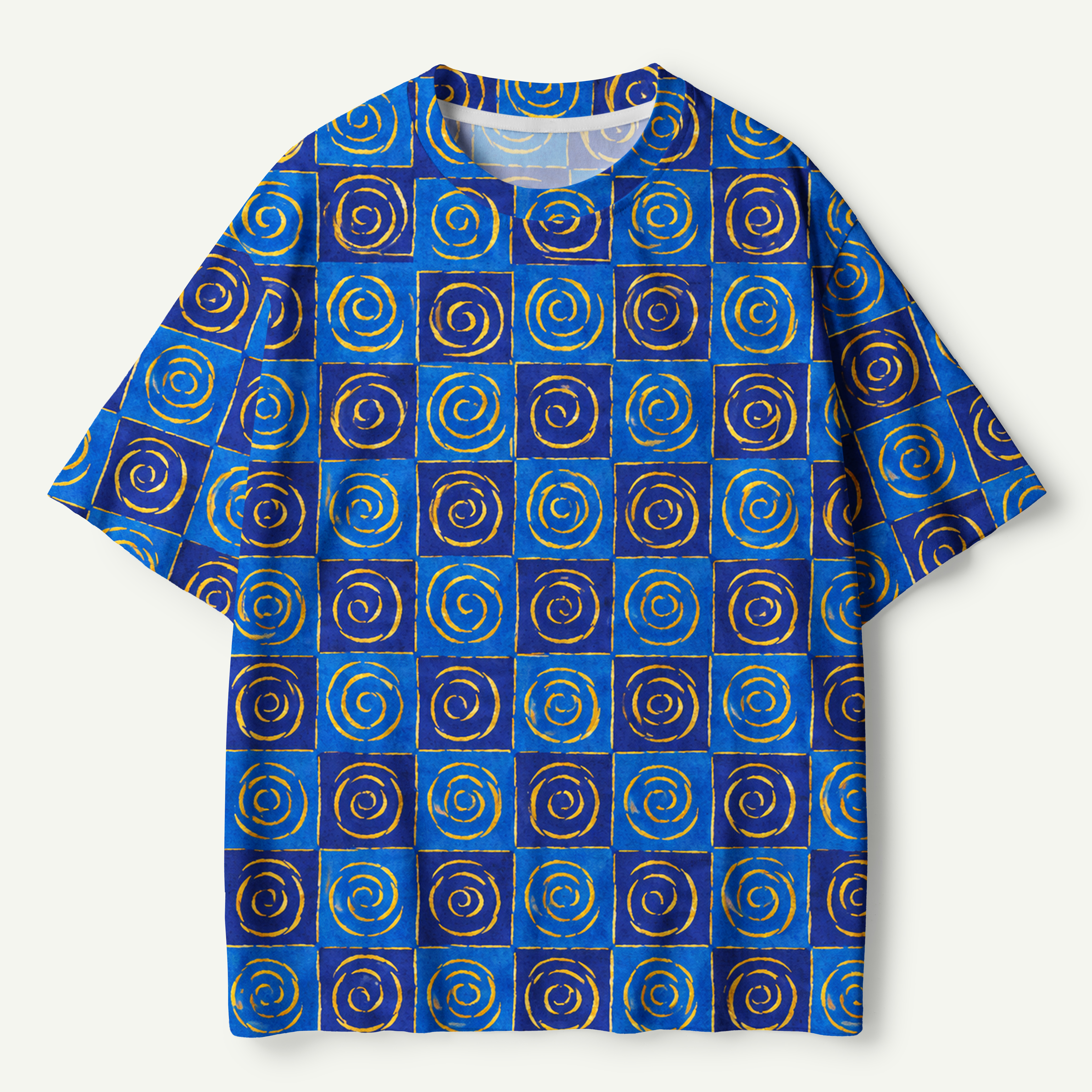 Cobalt Spiral Mosaic Premium Pure Cotton Tee