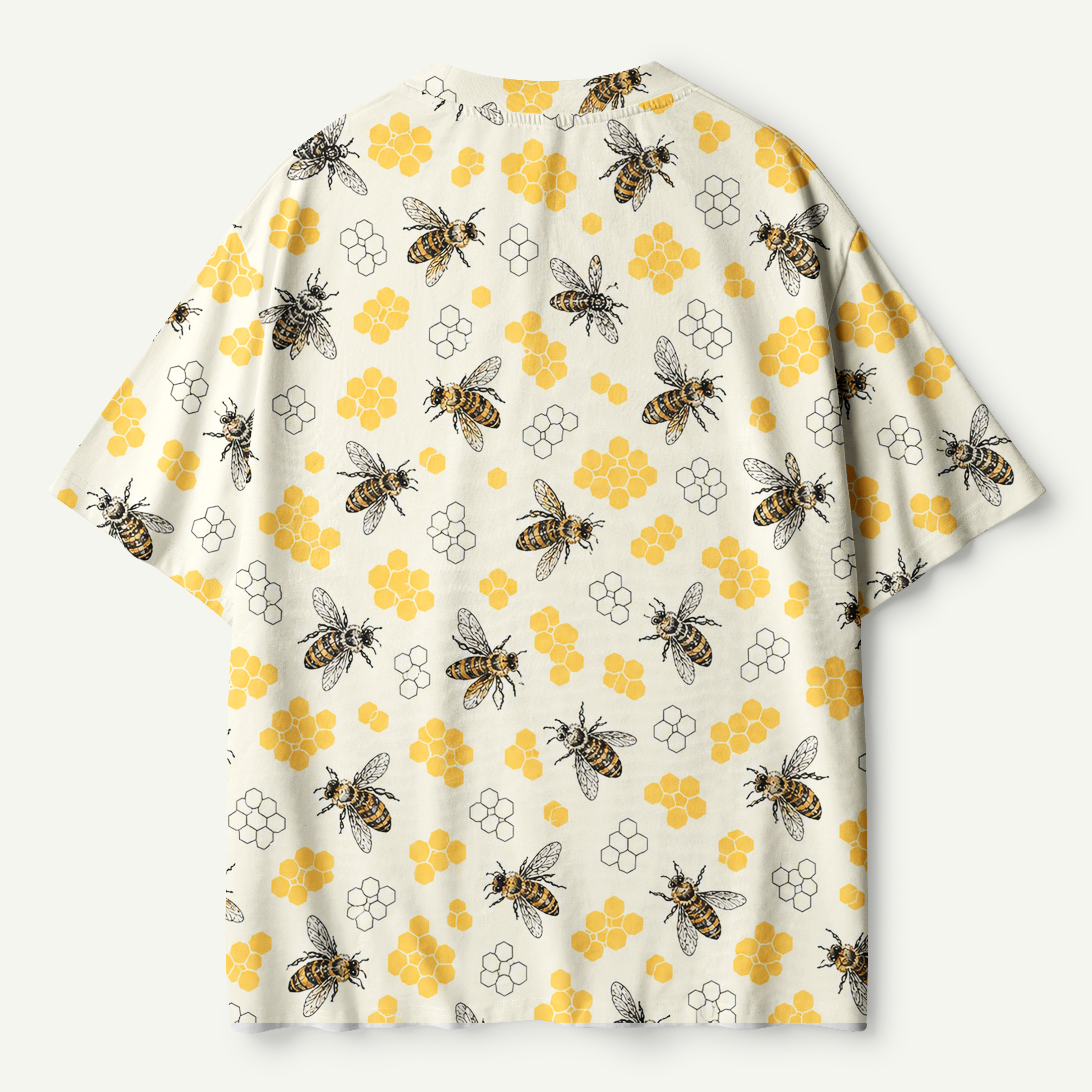 Vintage Bees And Honeycomb Soft Pattern Premium Pure Cotton Tee