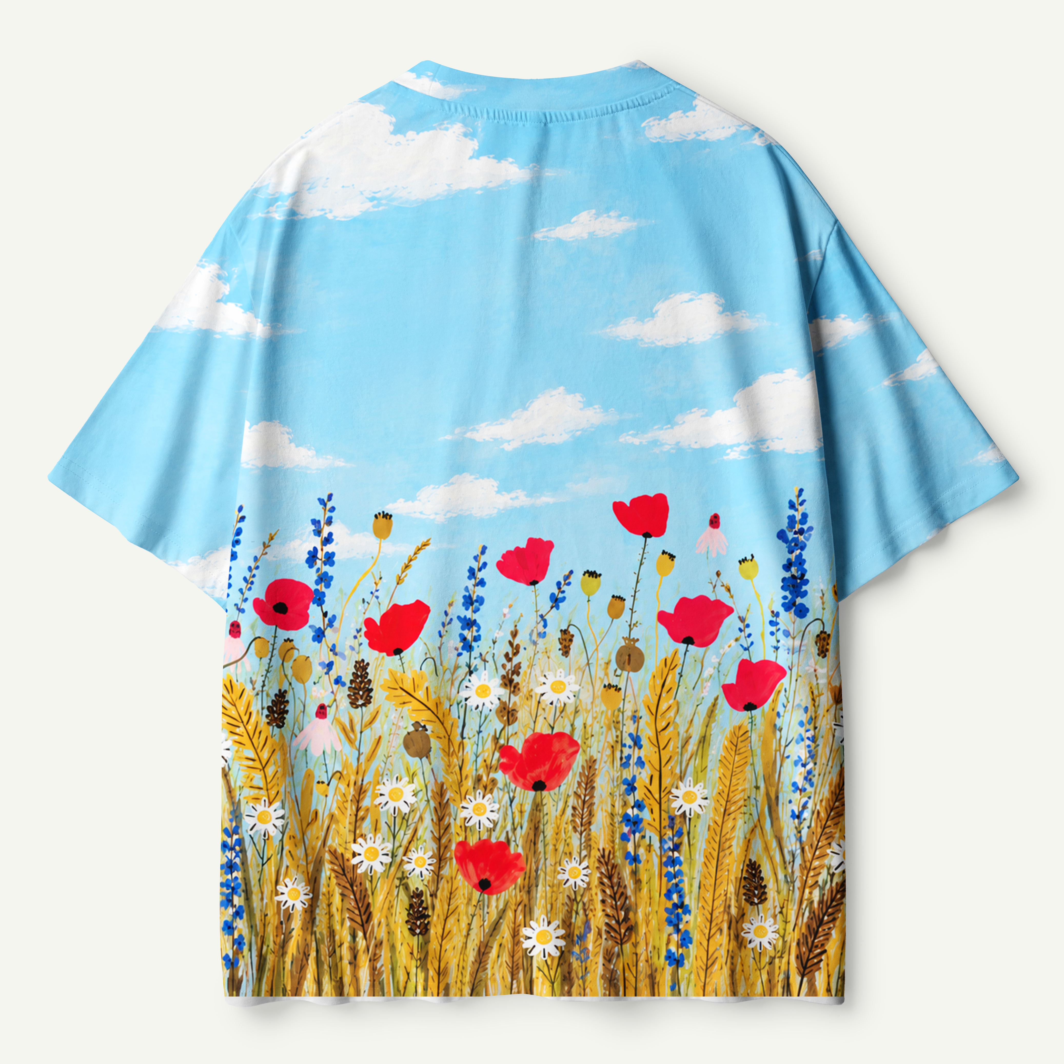 Wildflower Meadow Under Blue Sky Premium Pure Cotton Tee