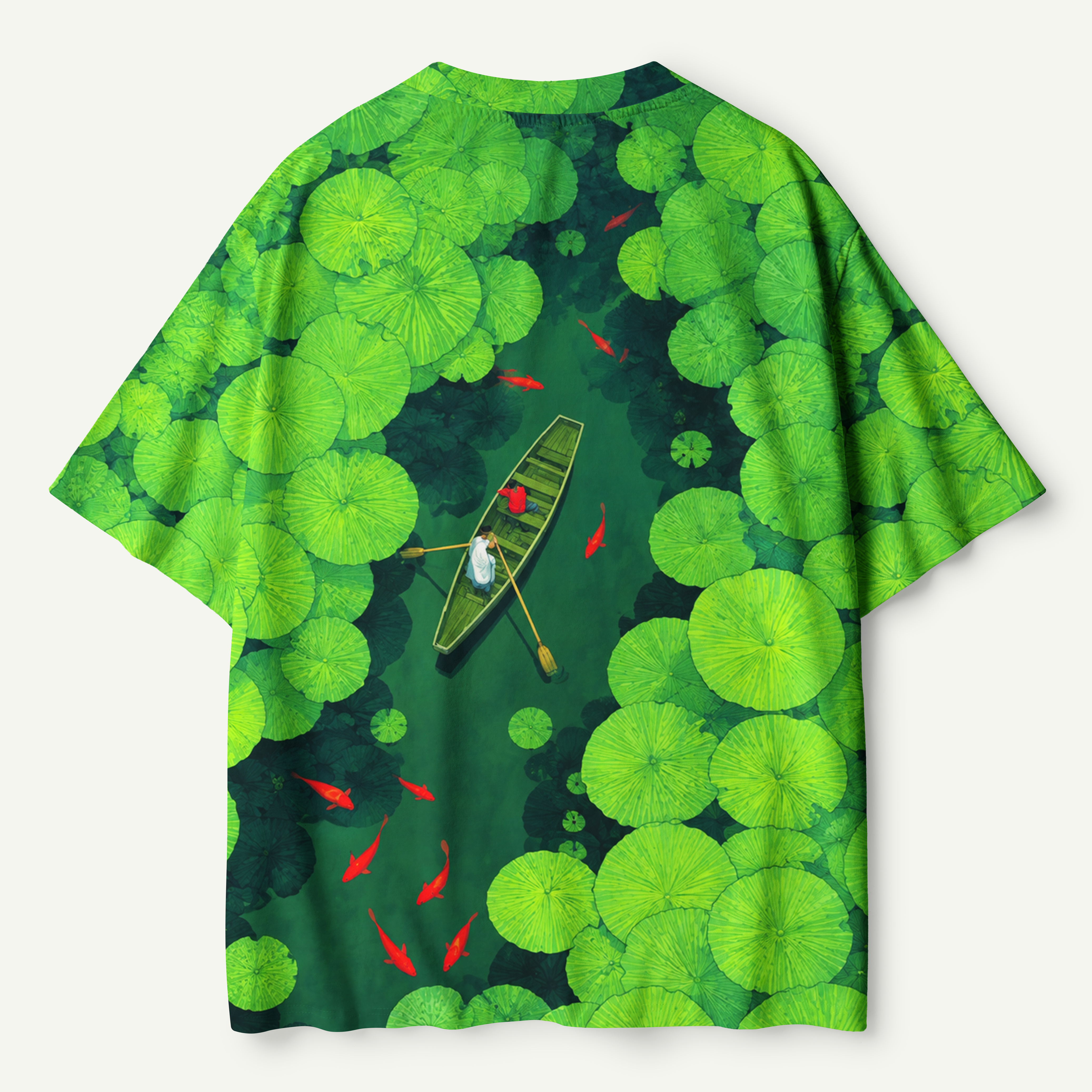 Lotus Pond Boat And Koi From Above Premium Pure Cotton Tee