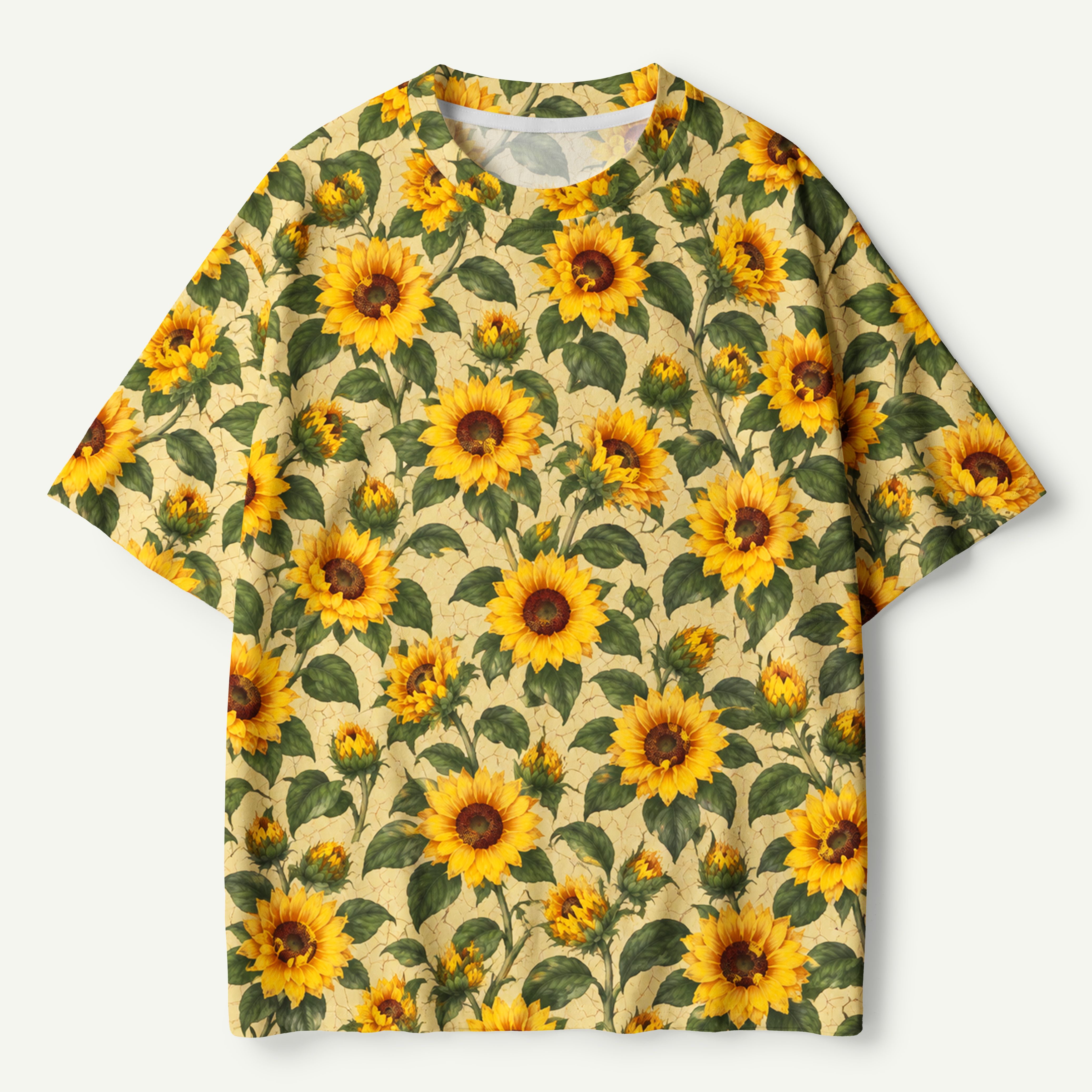 Vintage Sunflower Garden Pattern Premium Pure Cotton Tee