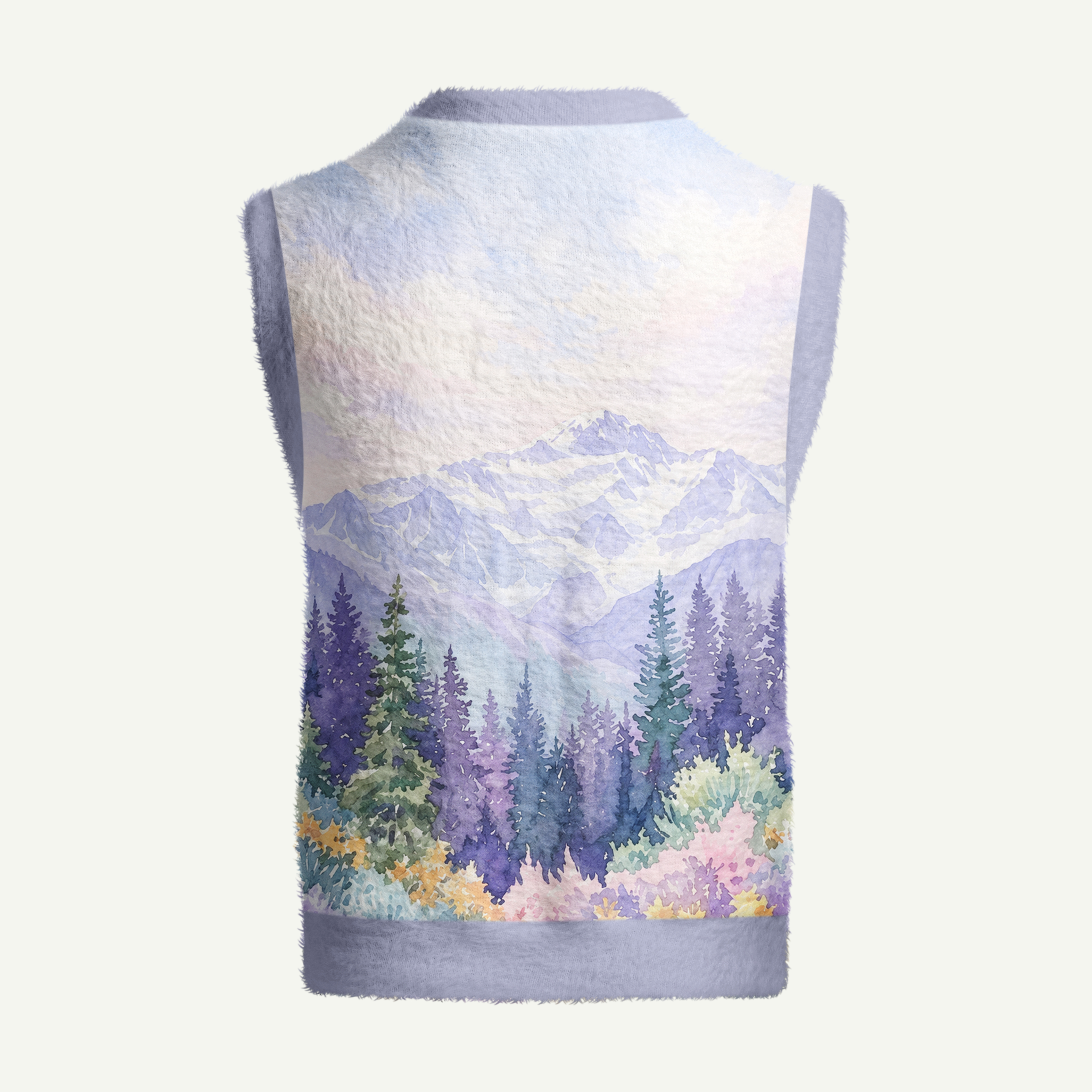 Alpine Forest Wildflower Valley Women's Fuzzy Vest Sweater