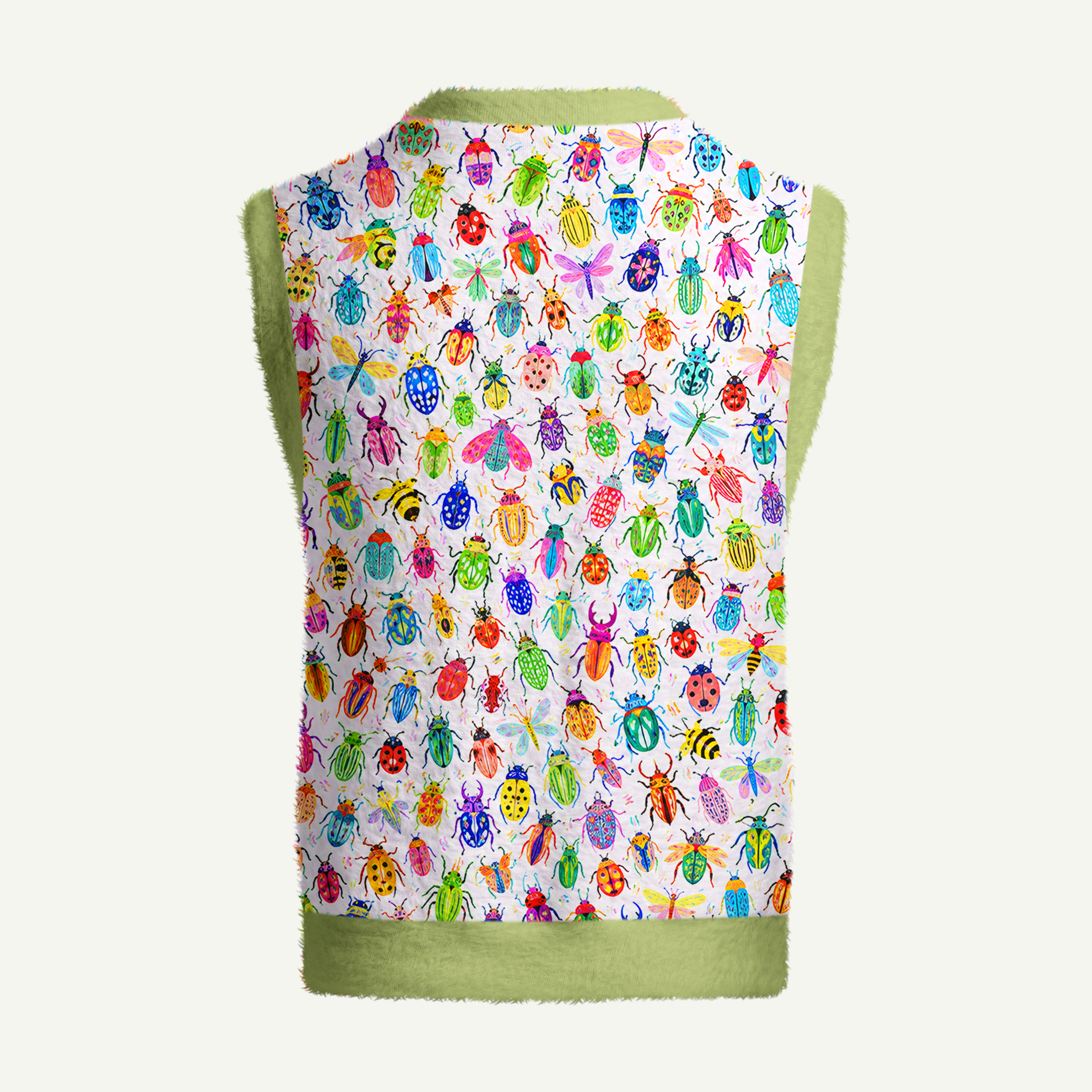 Colorful Insect Beetle Collection Women's Fuzzy Vest Sweater