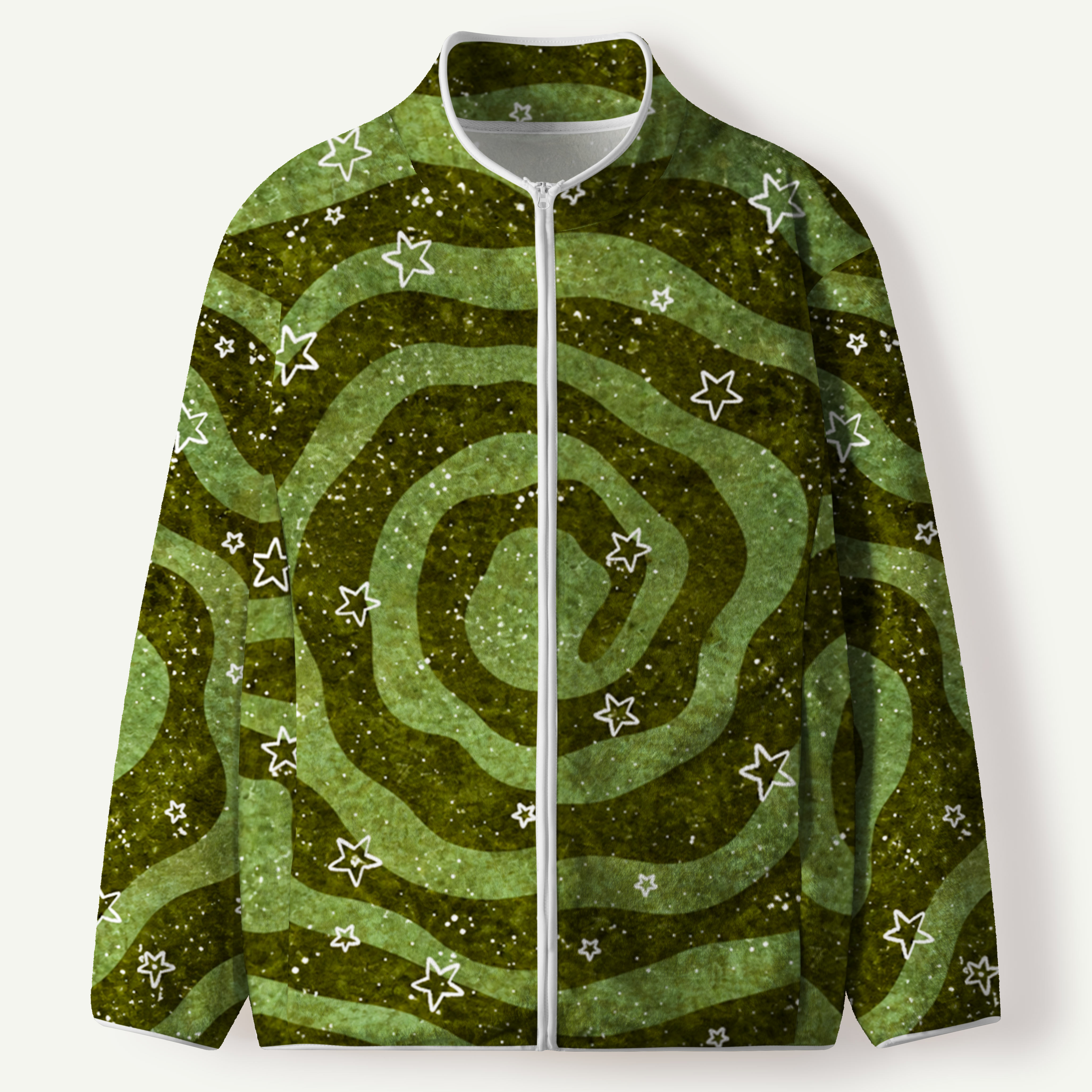 White Rabbits In Starry Spiral Women's Flannel Zip Front Cardigan