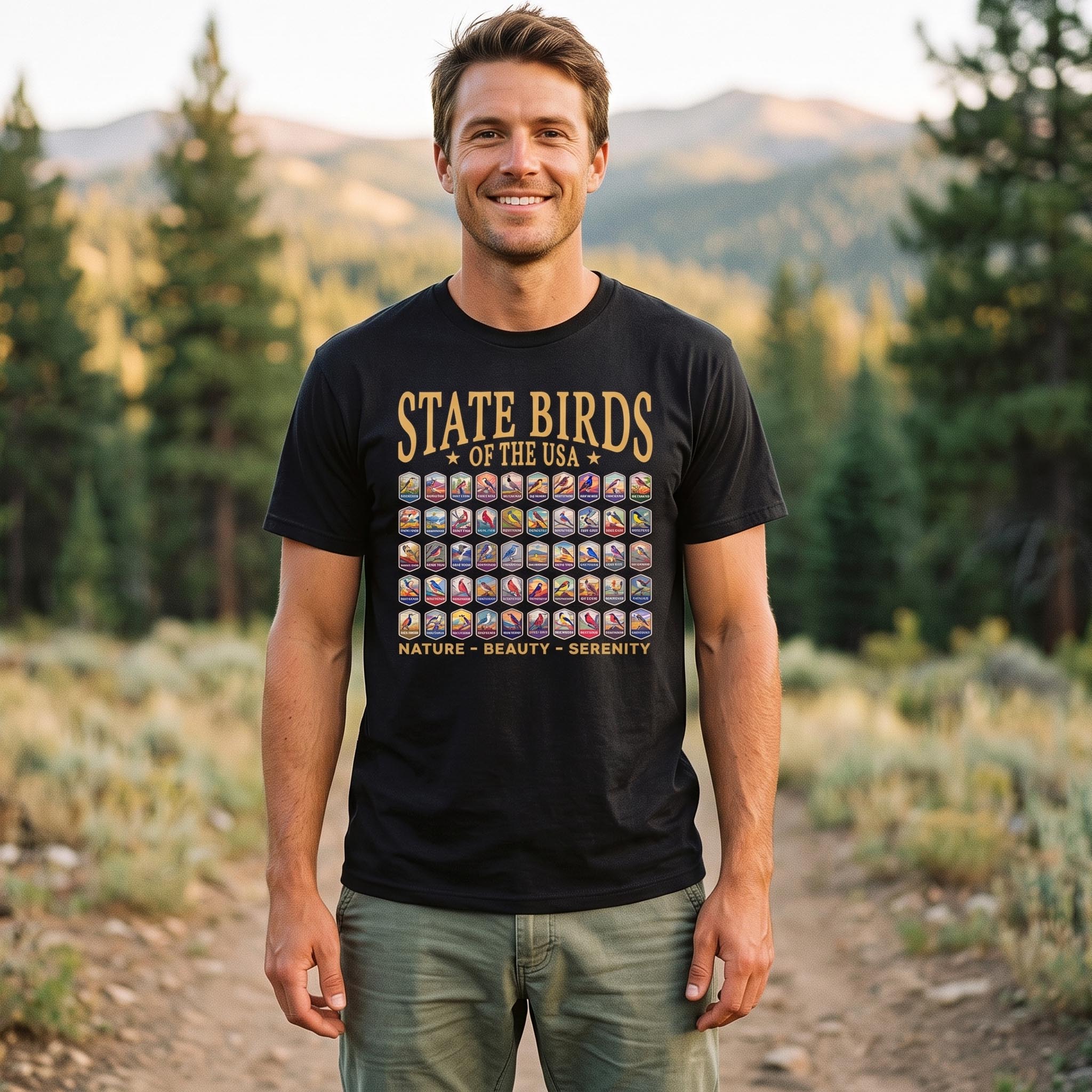 MDCTBYWY26071704State Birds of the USA T-Shirt