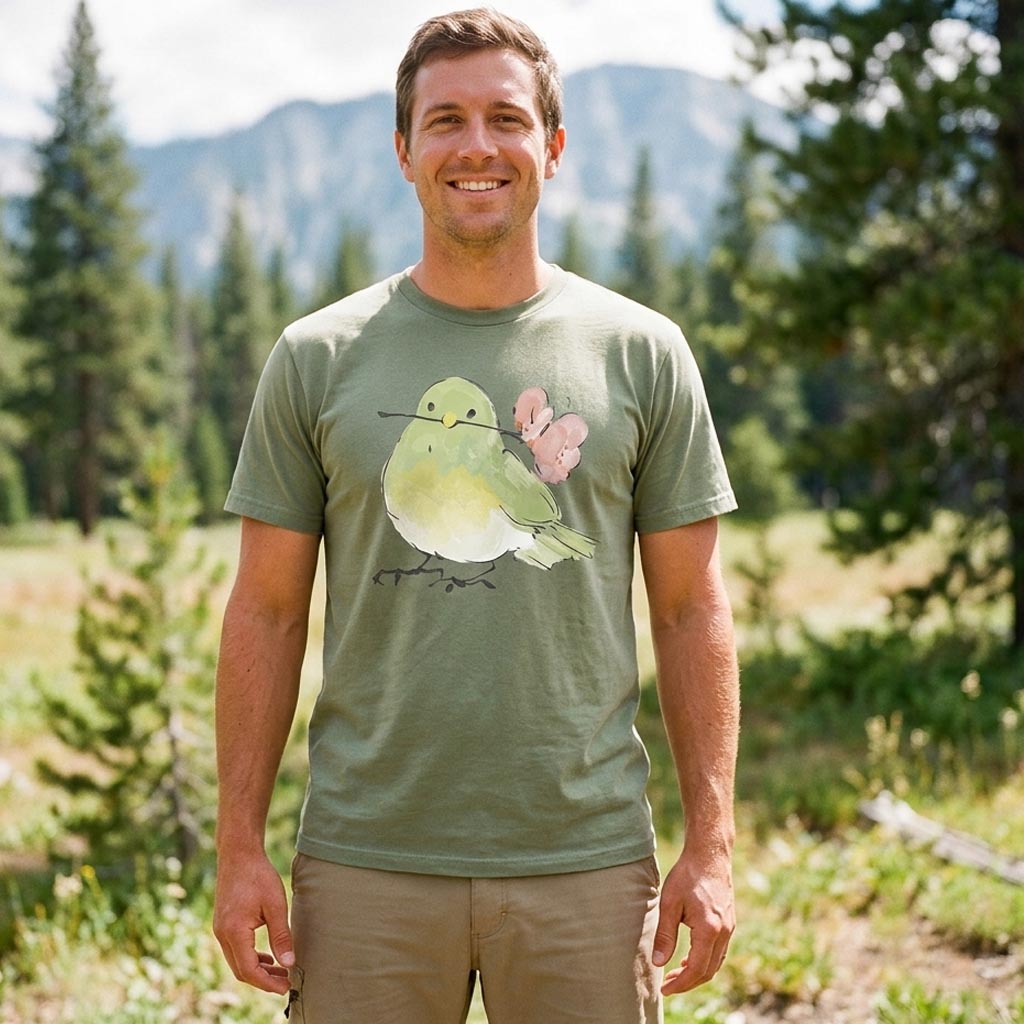 MDCTBYWY26071706Vintage Green Watercolor Bird T-Shirt