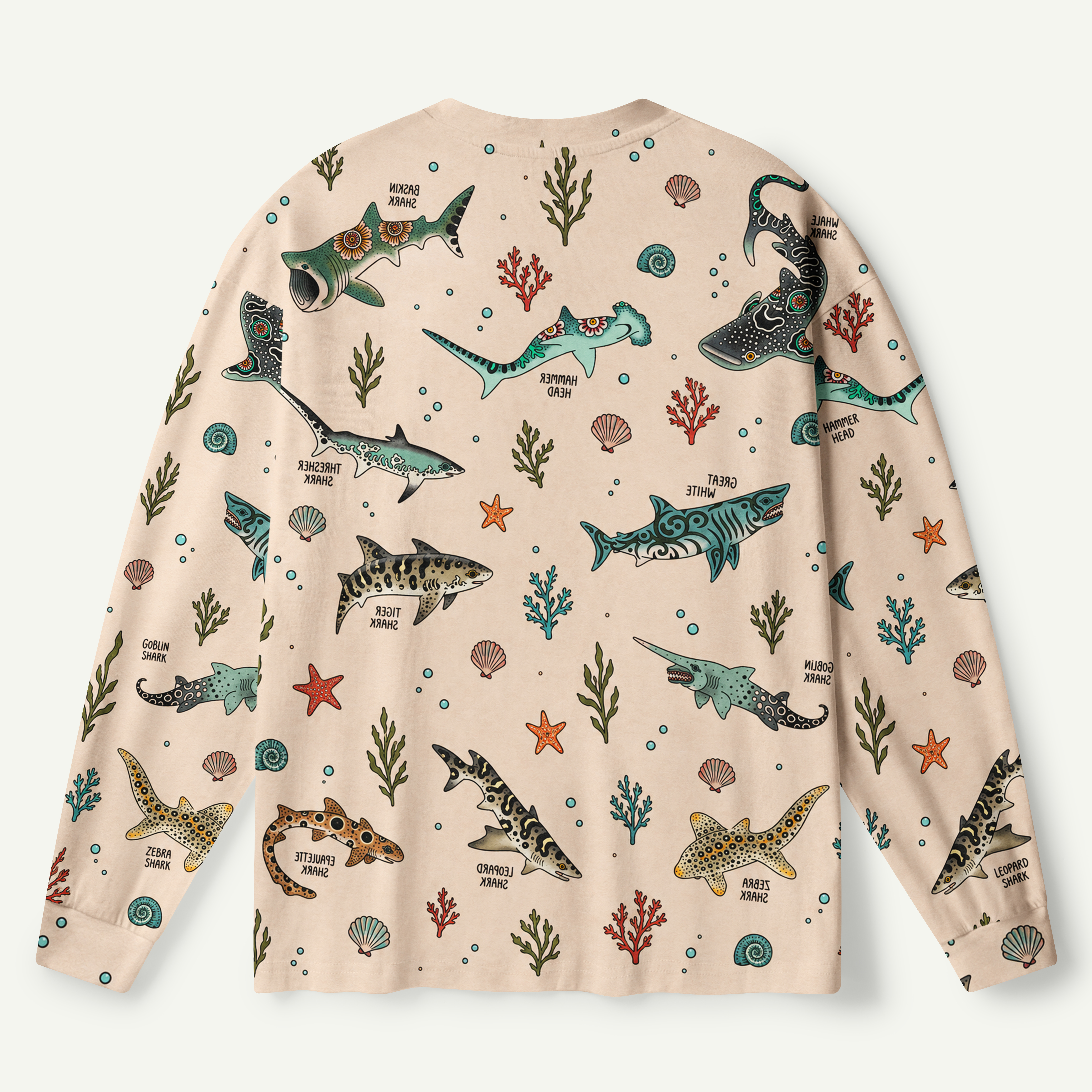 Prehistoric Sea Creatures Fossil Pattern Premium Pure Cotton Long Sleeves