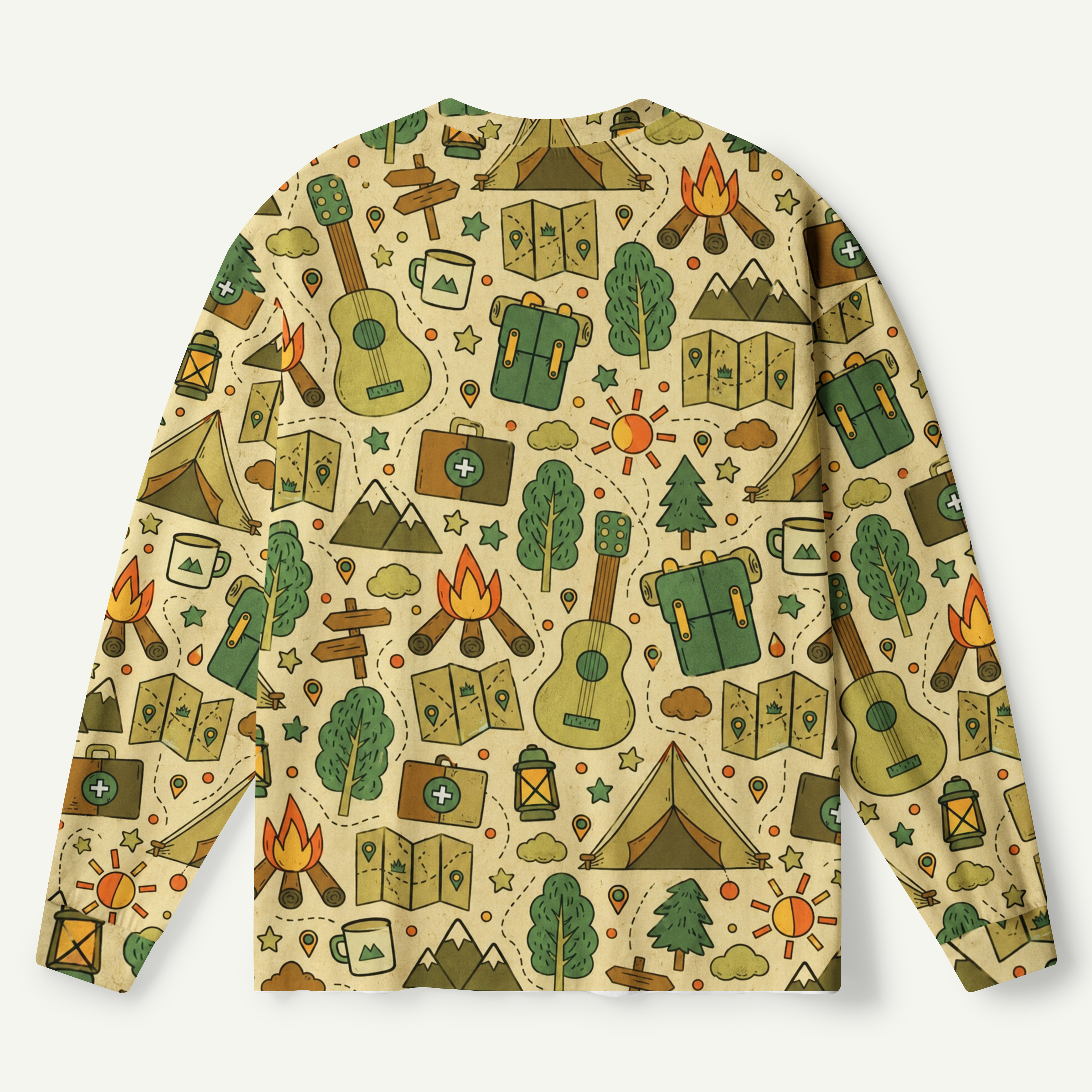 Retro Camping Adventure Pattern Premium Pure Cotton Long Sleeves