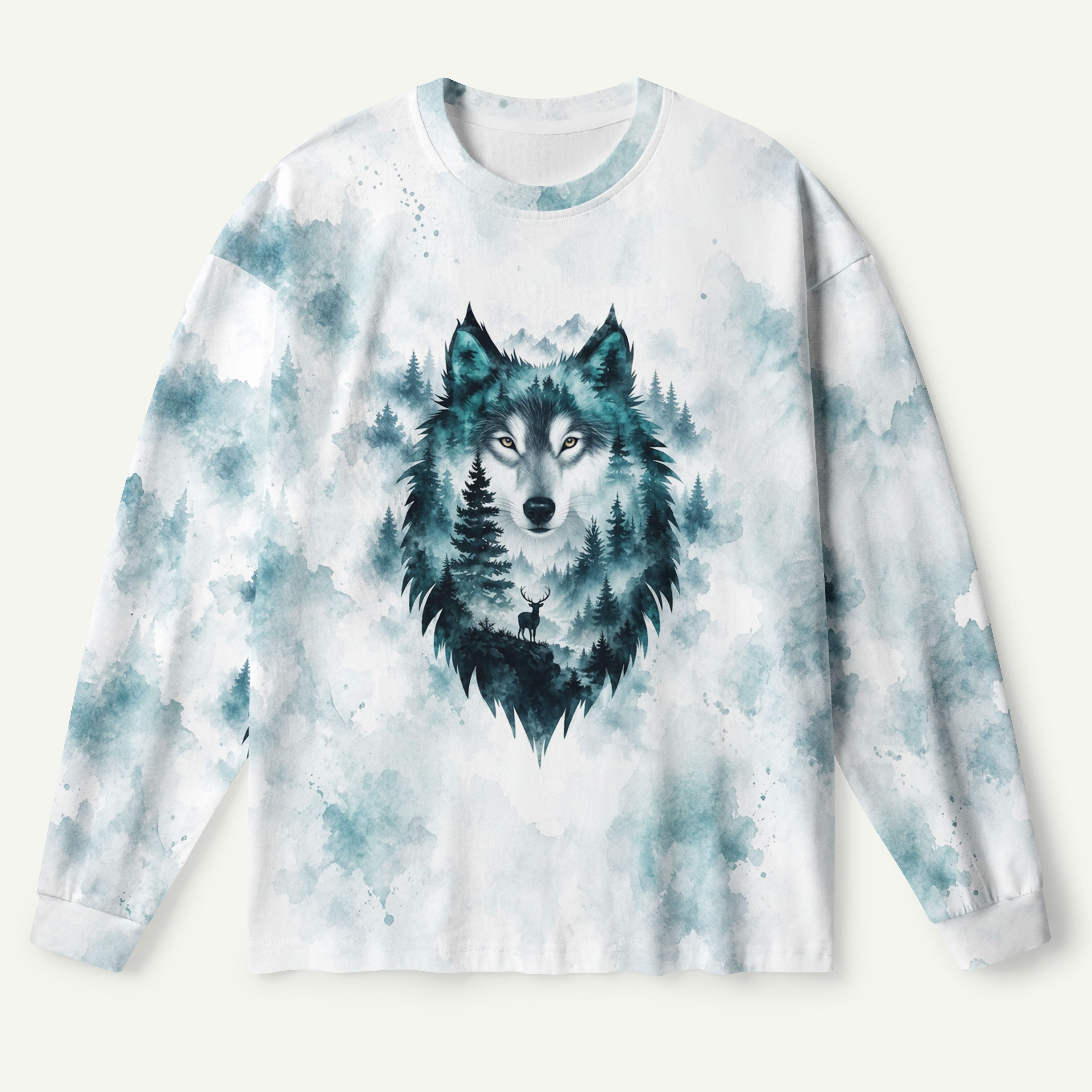 Moonlit Wolf Forest Spirit Premium Pure Cotton Long Sleeves