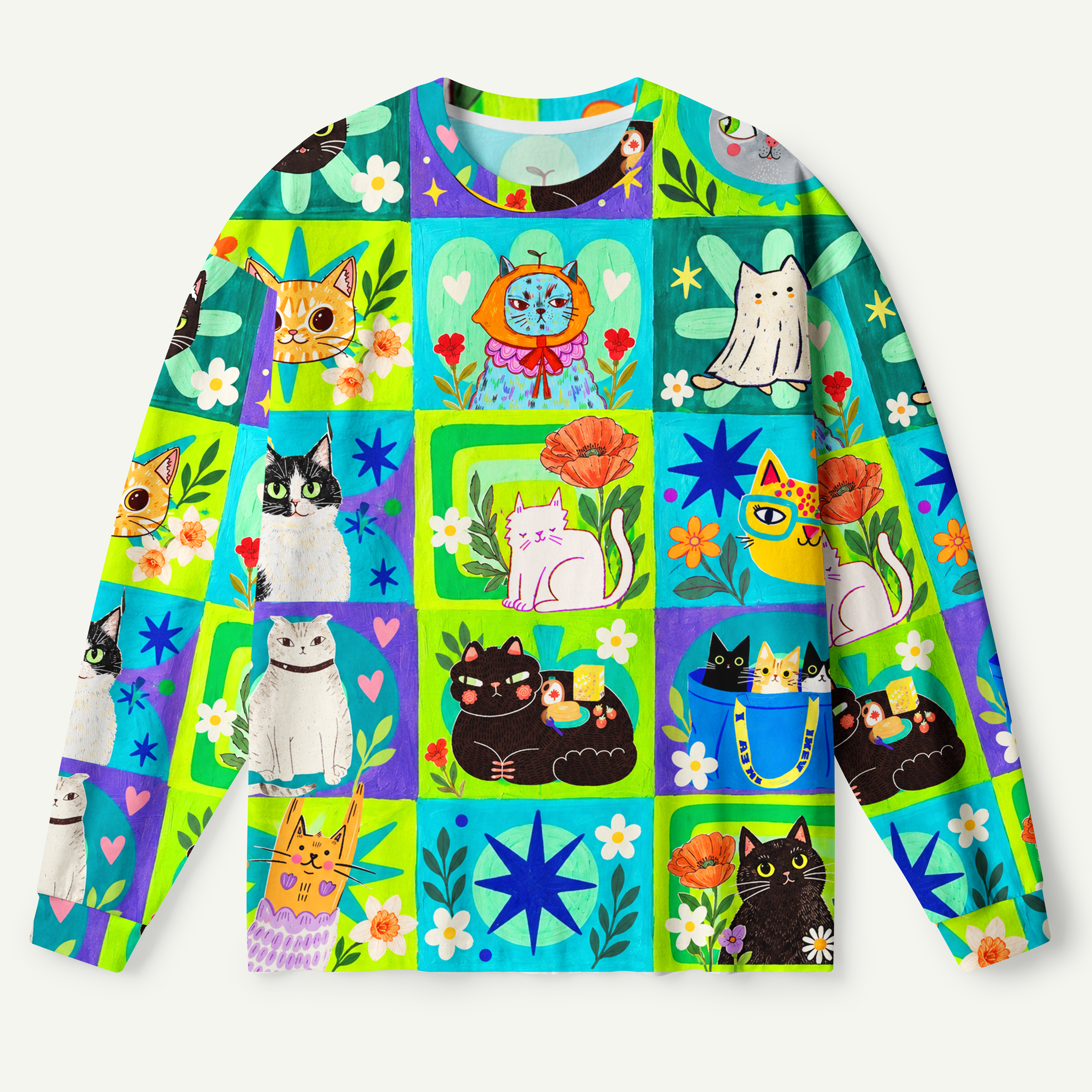 Pop Art Cat Collage Premium Pure Cotton Long Sleeves
