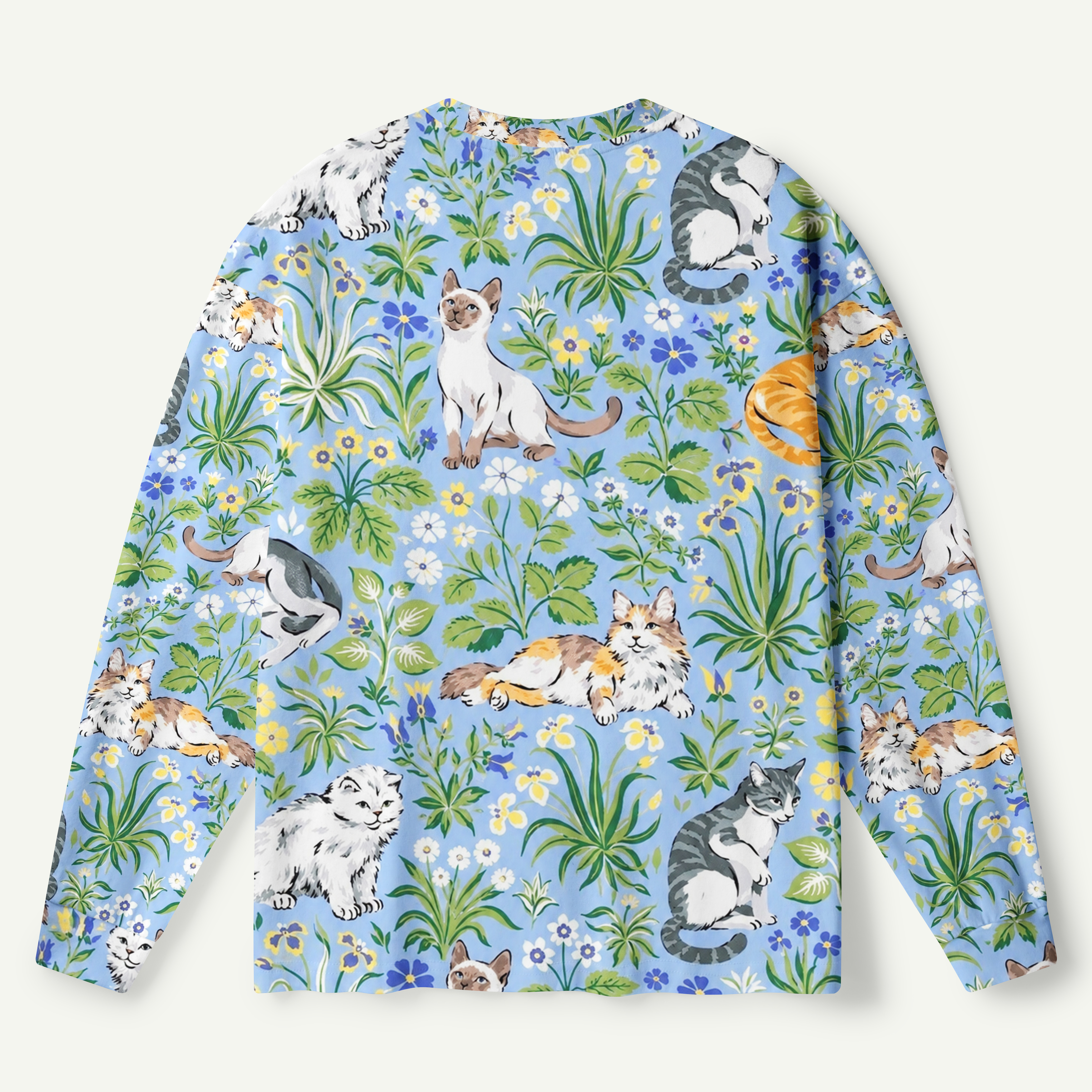 Blue Meadow Cat Pattern Premium Pure Cotton Long Sleeves