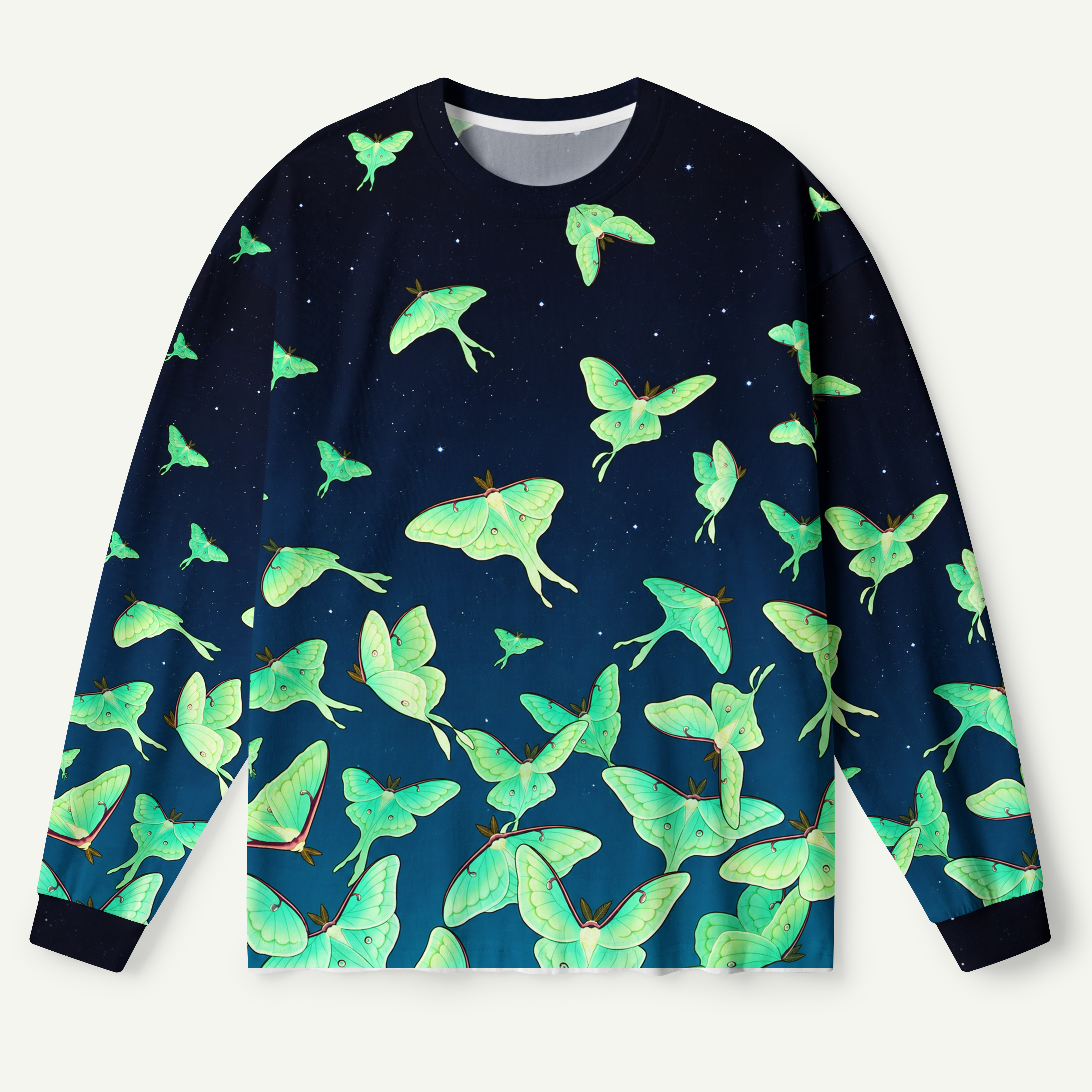 Moonlit Moth Drift Premium Pure Cotton Long Sleeves