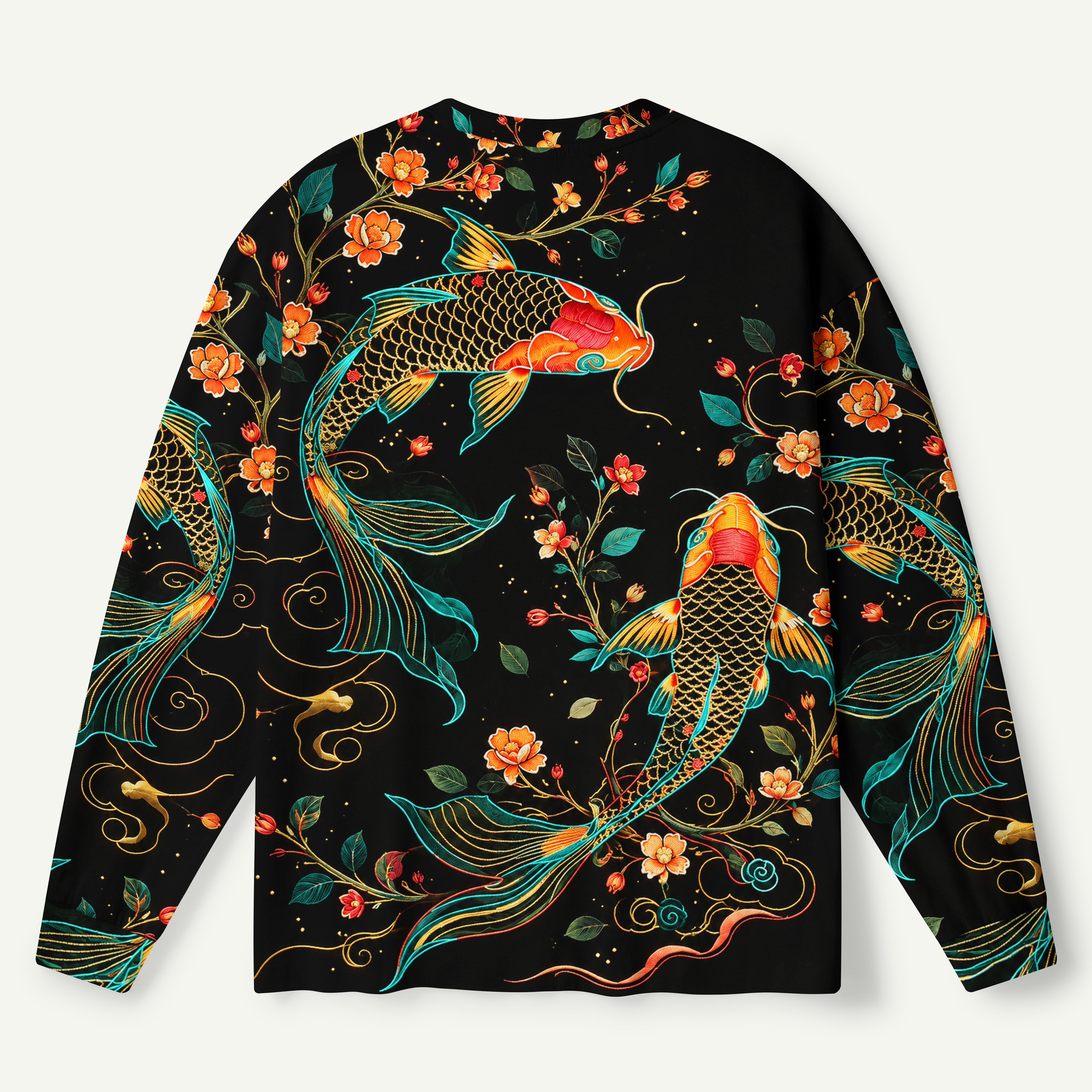 Cherry Blossom Koi Night Premium Pure Cotton Long Sleeves