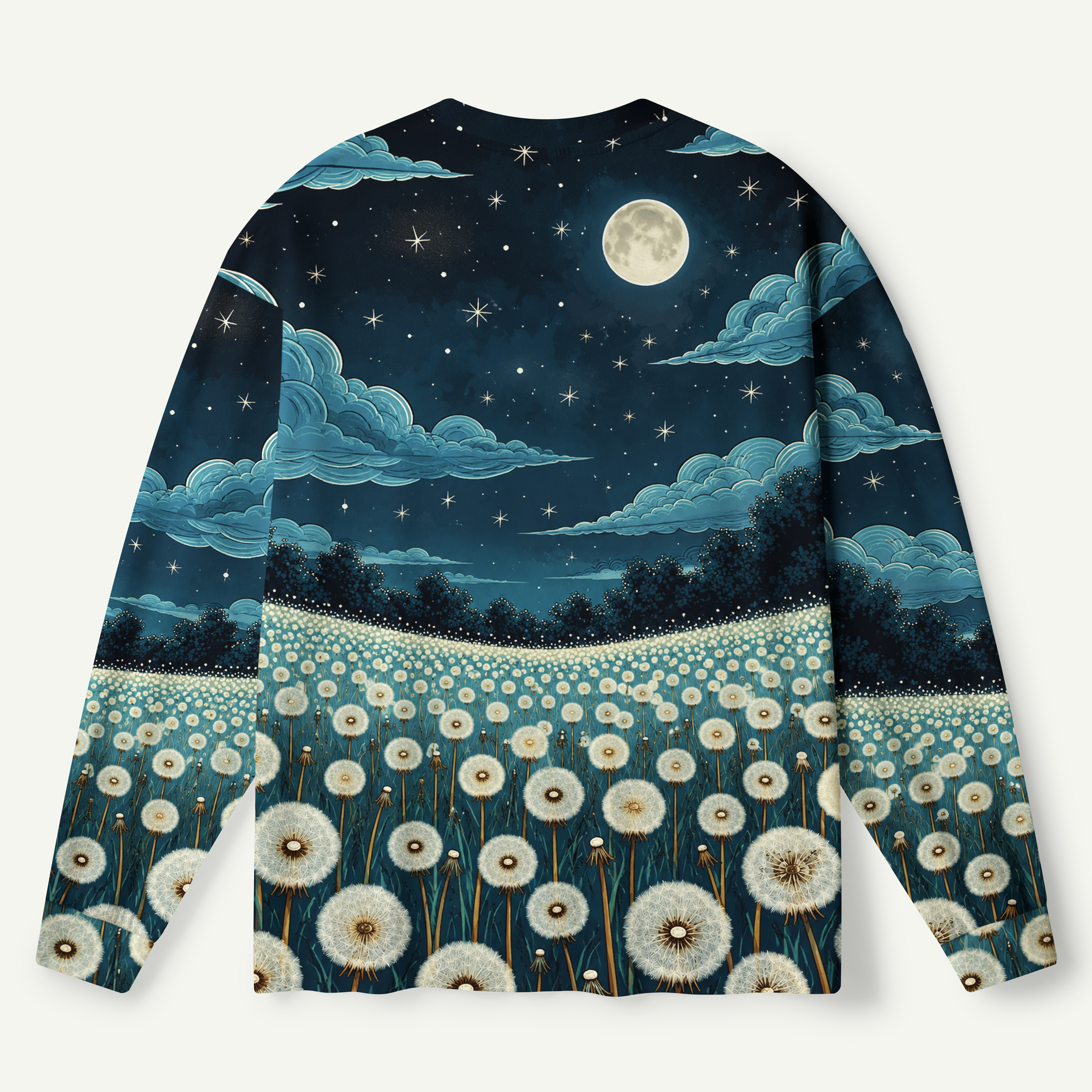 Moonlit Dandelion Meadow Dreamscape Premium Pure Cotton Long Sleeves