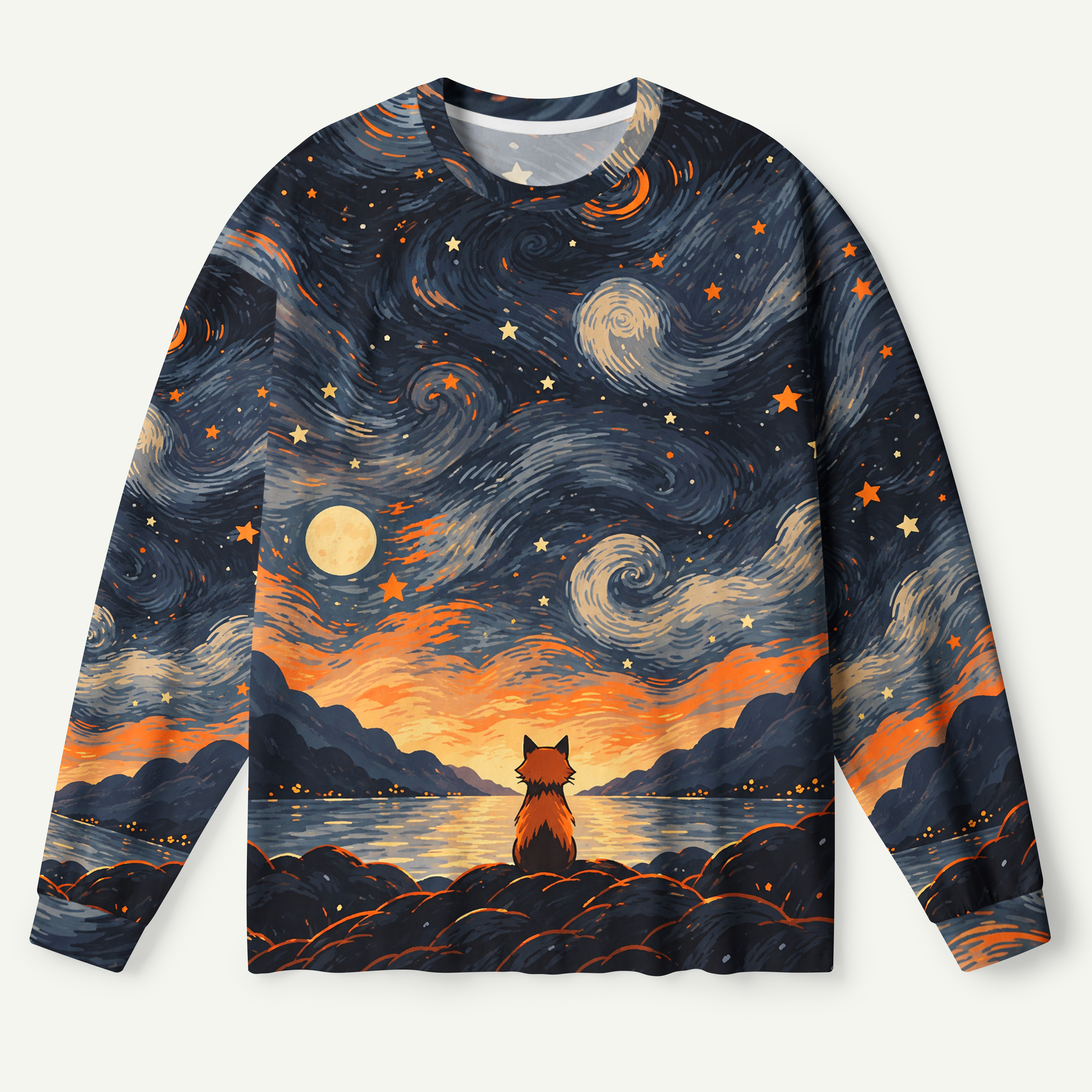 Starry Night Fox Dreamscape Premium Pure Cotton Long Sleeves