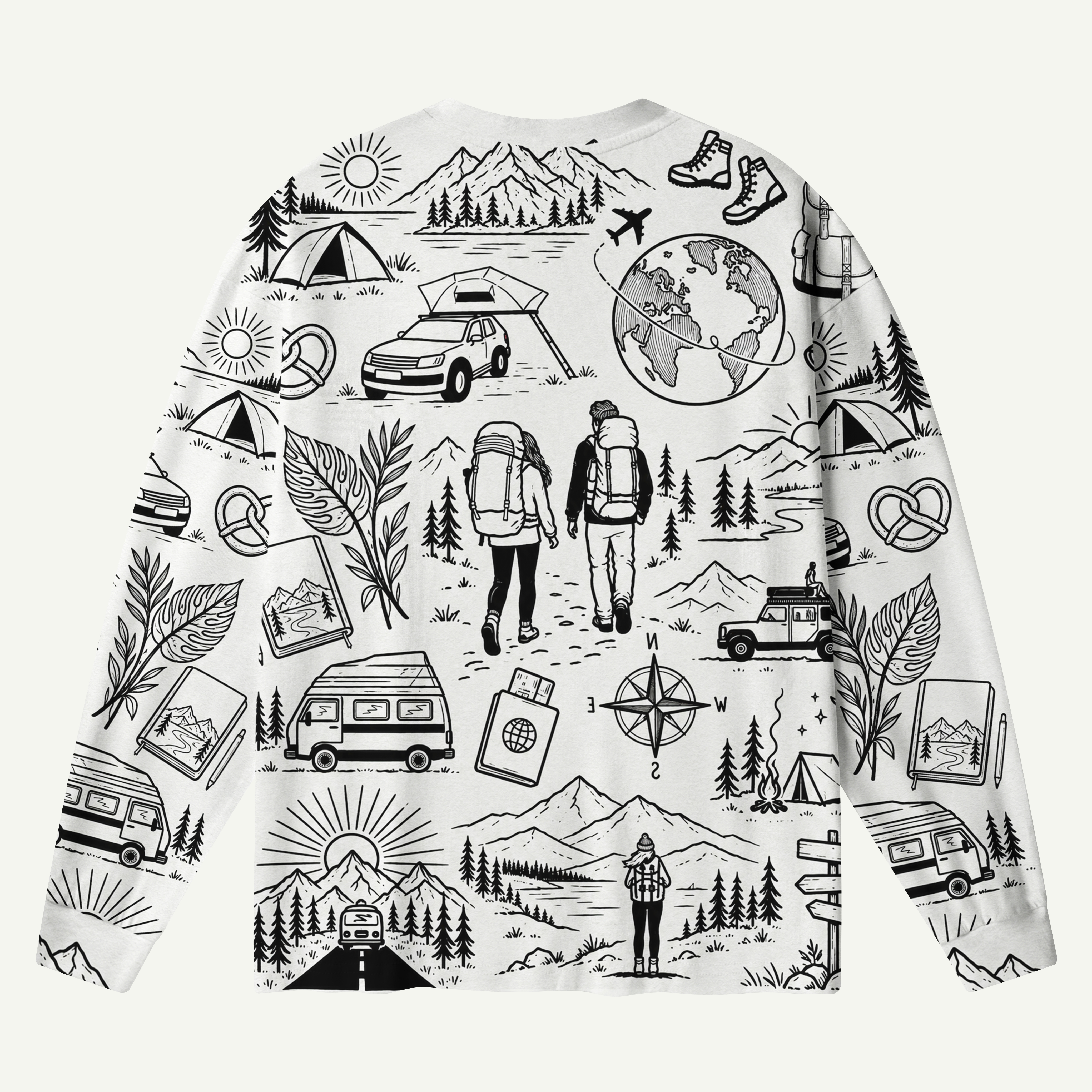 MTNS Travel Adventure Doodle Collage Premium Pure Cotton Long Sleeves
