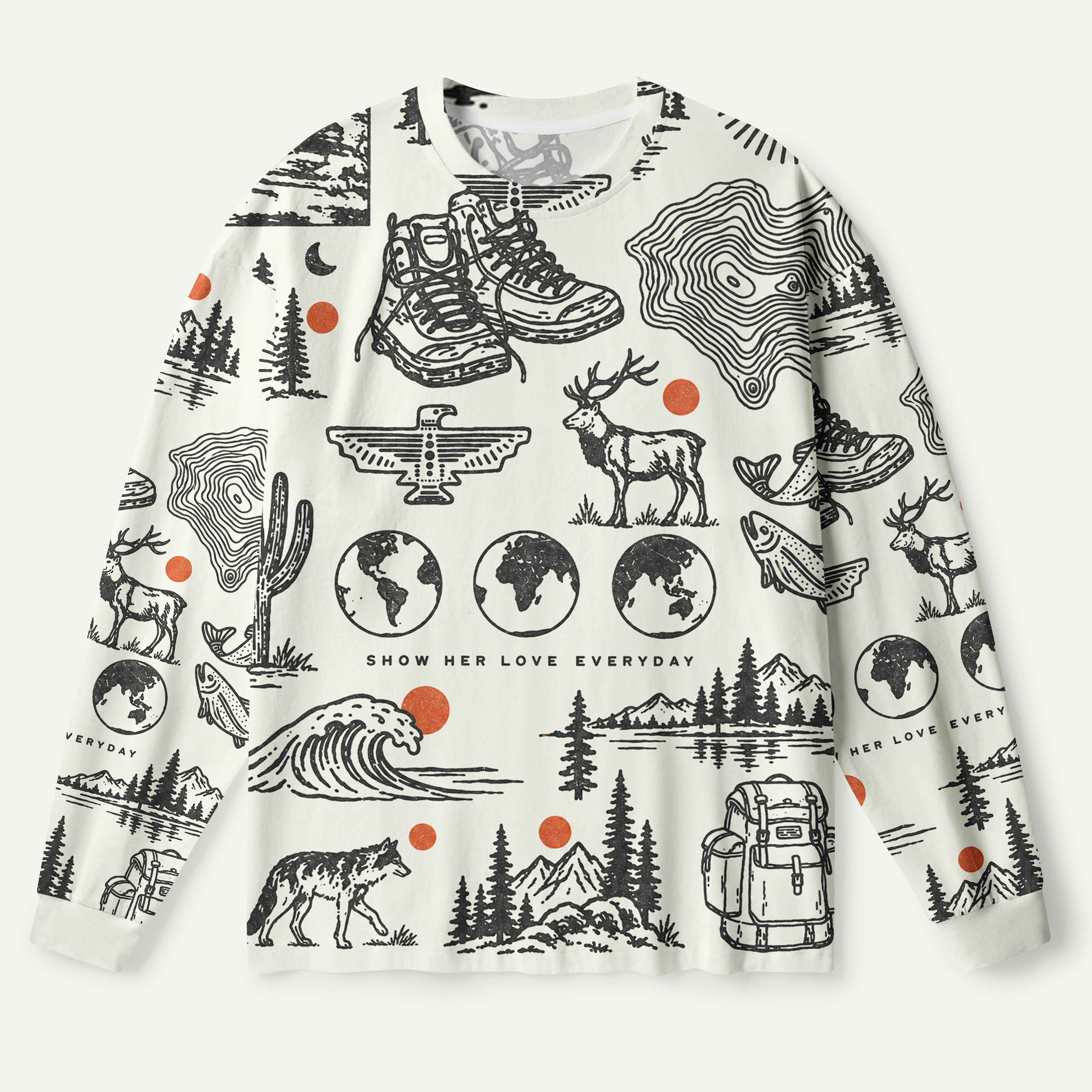 Show Her Love Everyday Outdoor Heritage Collage Premium Pure Cotton Long Sleeves