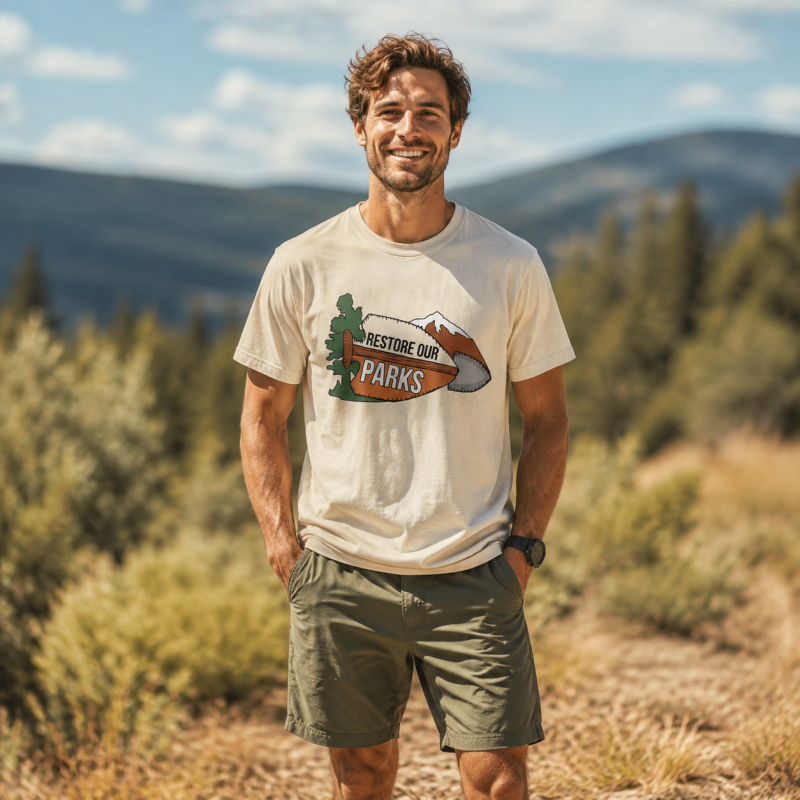 Restore Our Parks Football Badge T-Shirt