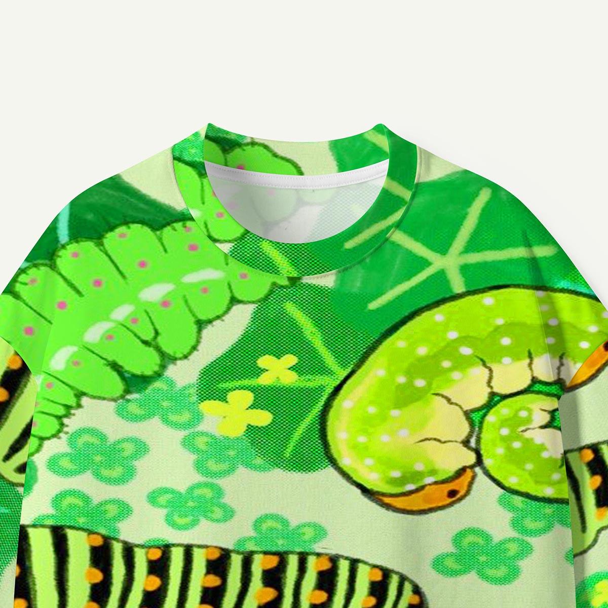 Cute Caterpillar & Leaf Pattern Premium Eco Tee