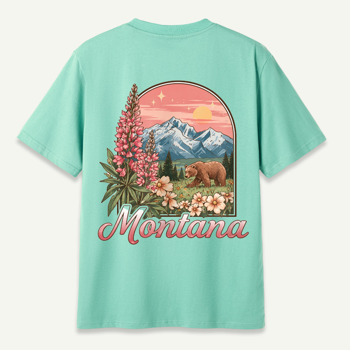 Montana Wildflowers Bear Mountain Landscape T-Shirt