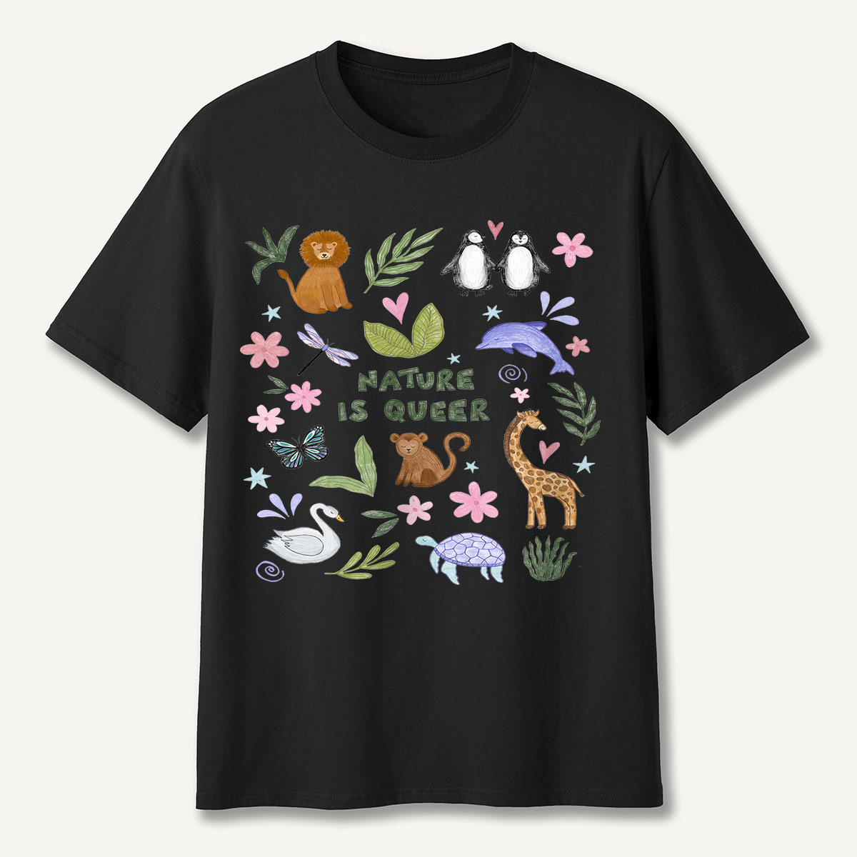 Nature Is Queer Cute Animals Pride T-Shirt